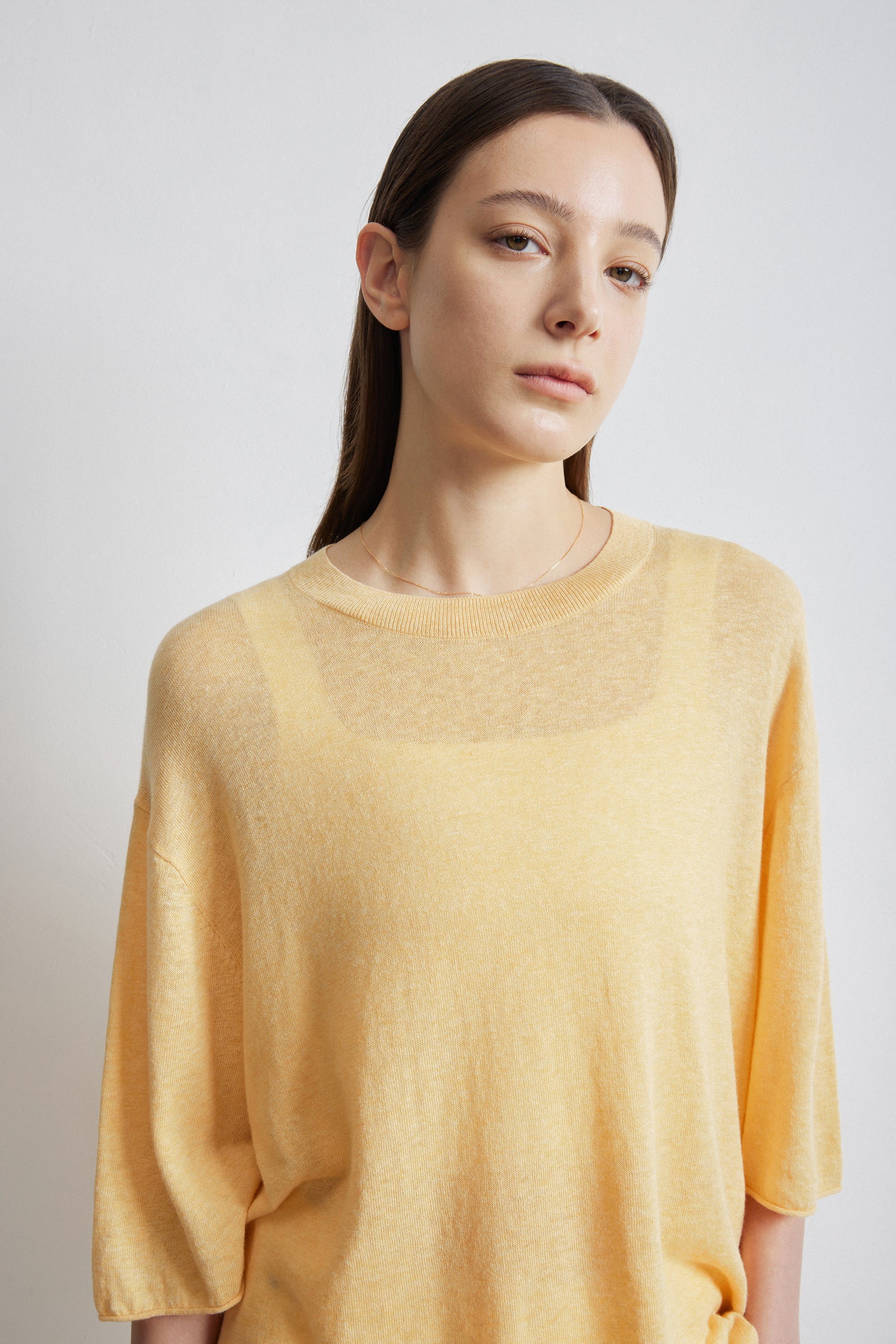 BET linen cotton oversize tee (Yellow)