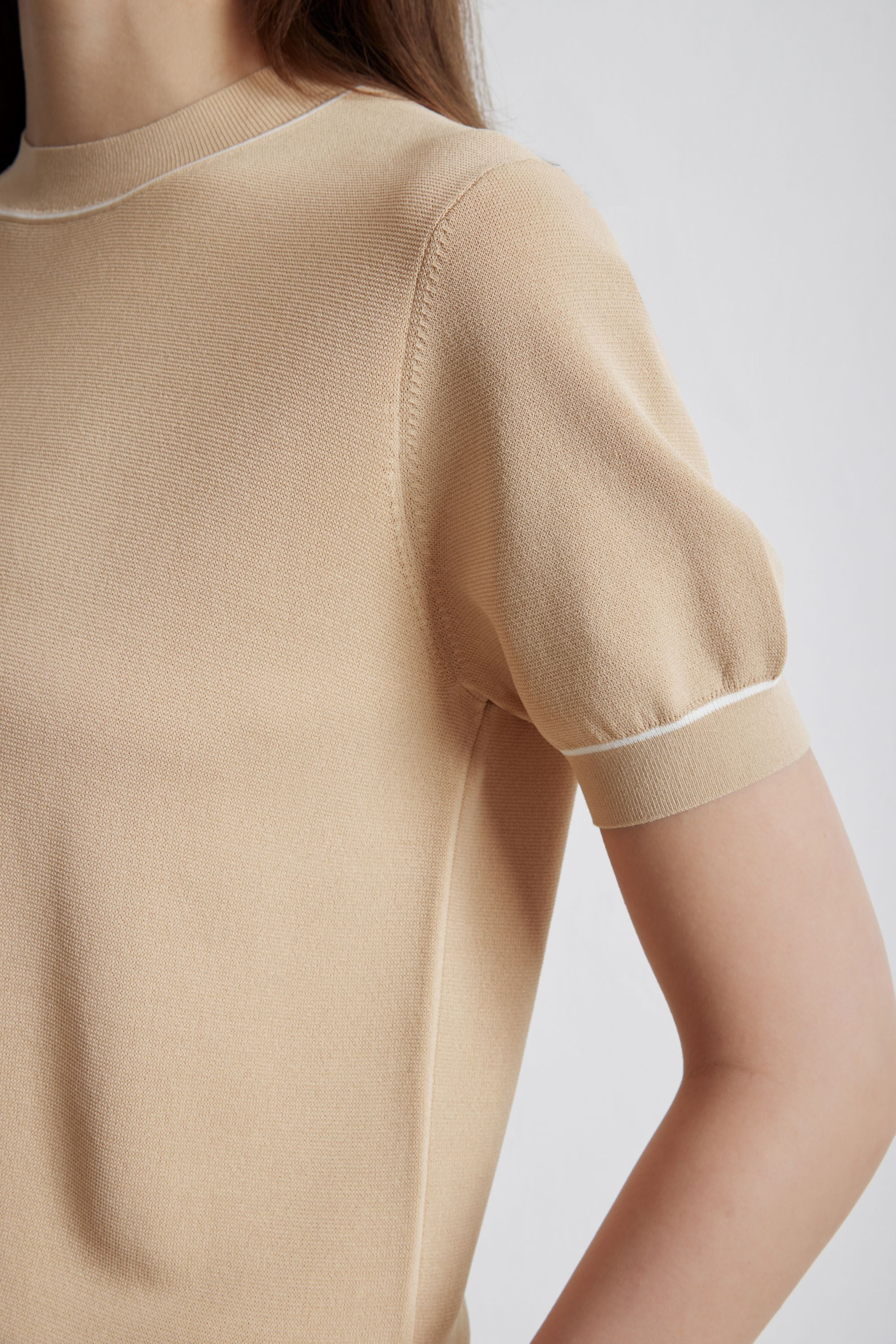 PANNY ribbed-knit top  (Beige)