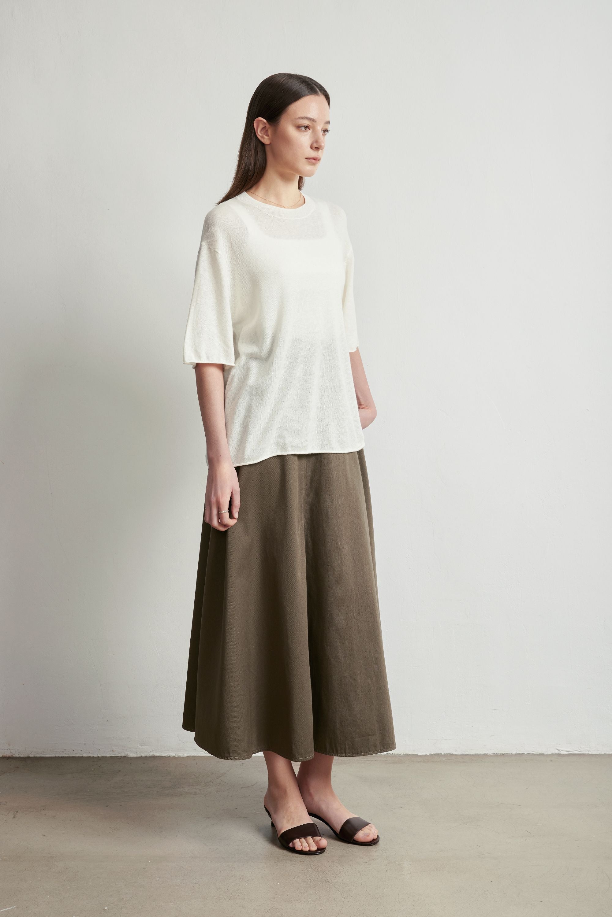 RORA cotton midi skirt (Army green)
