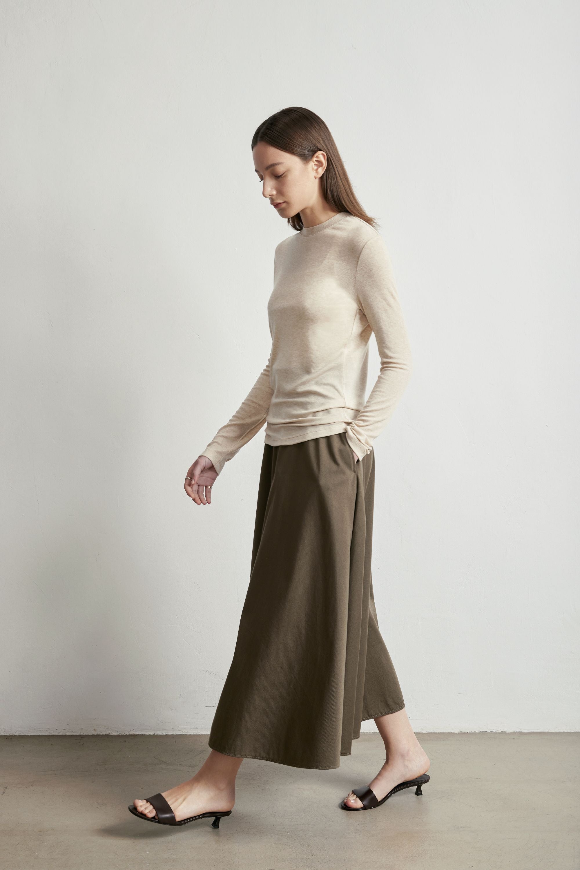 RORA cotton midi skirt (Army green)