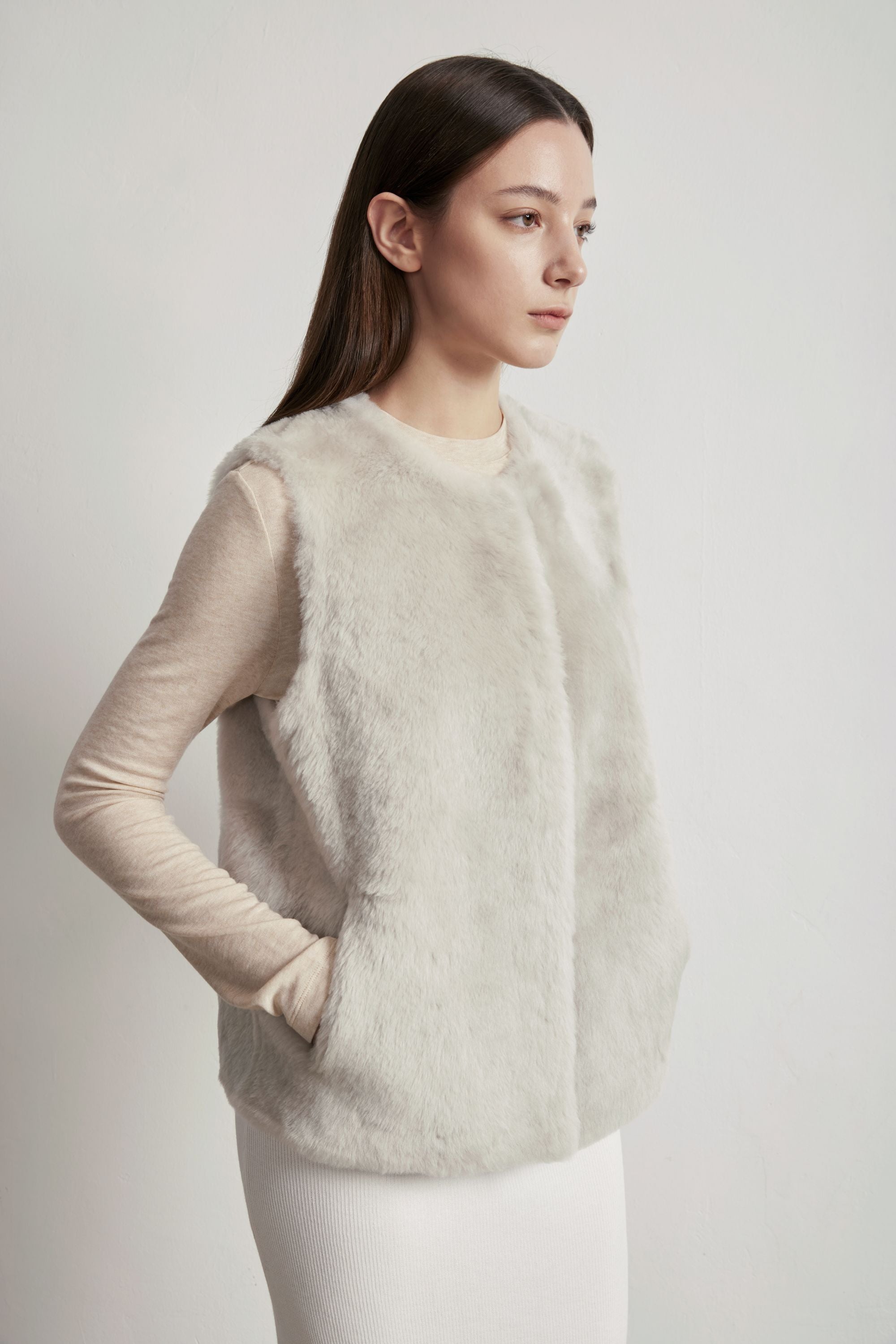 CLOUD merino wool shearling gilet (Milk)