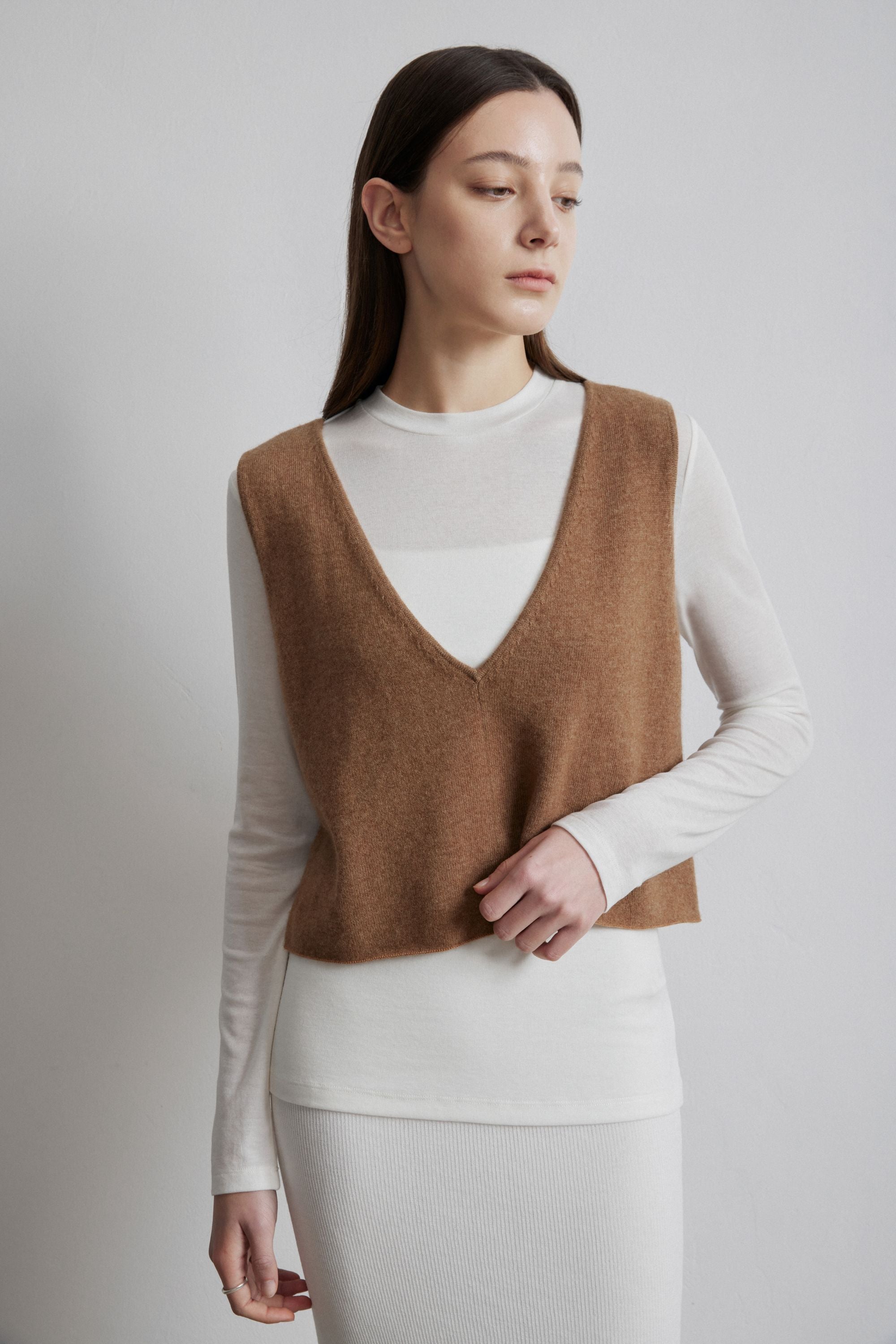 ALICIA cashmere tank top (Brown)