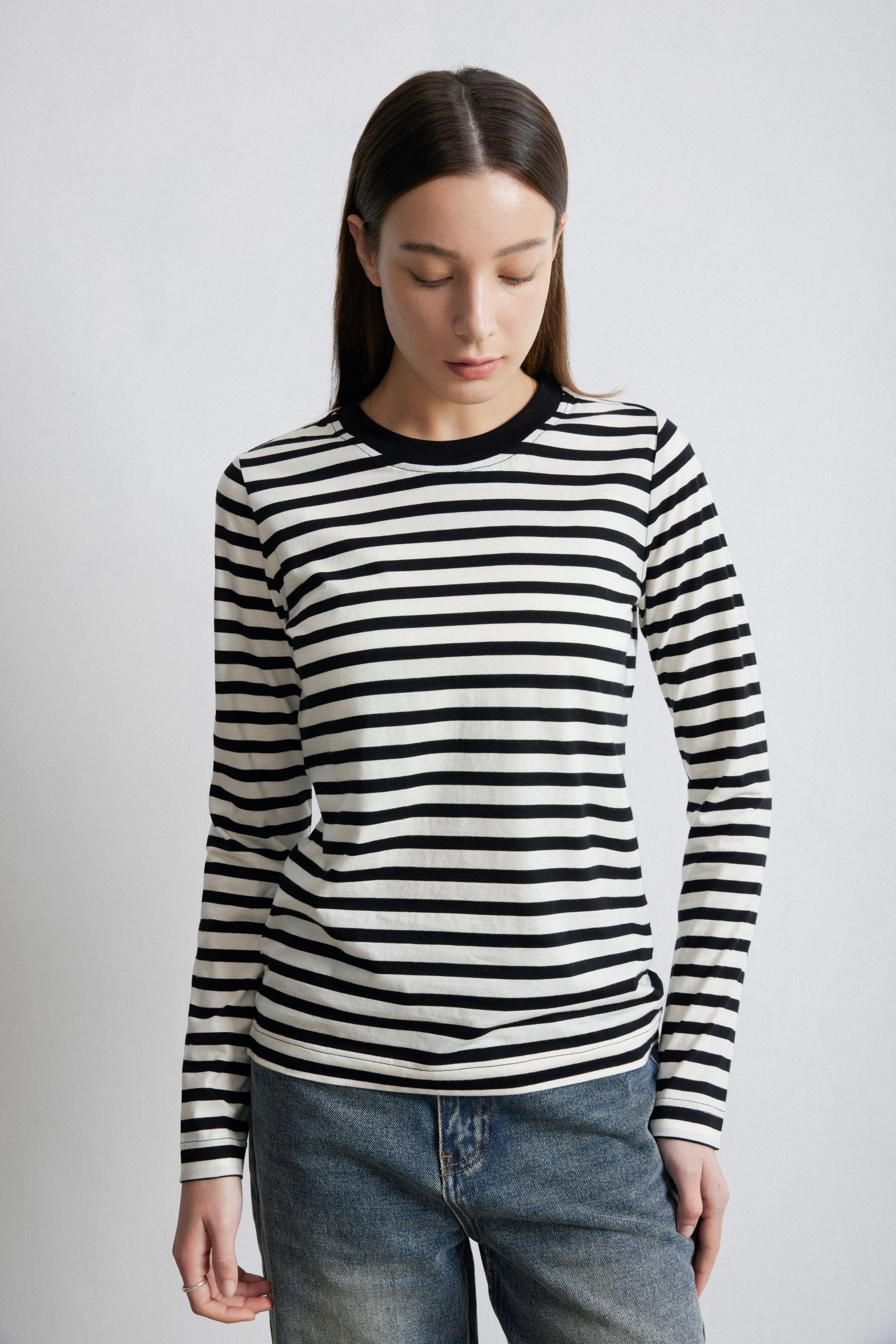 PIMA 2.0 cotton long tee (Black stripe)