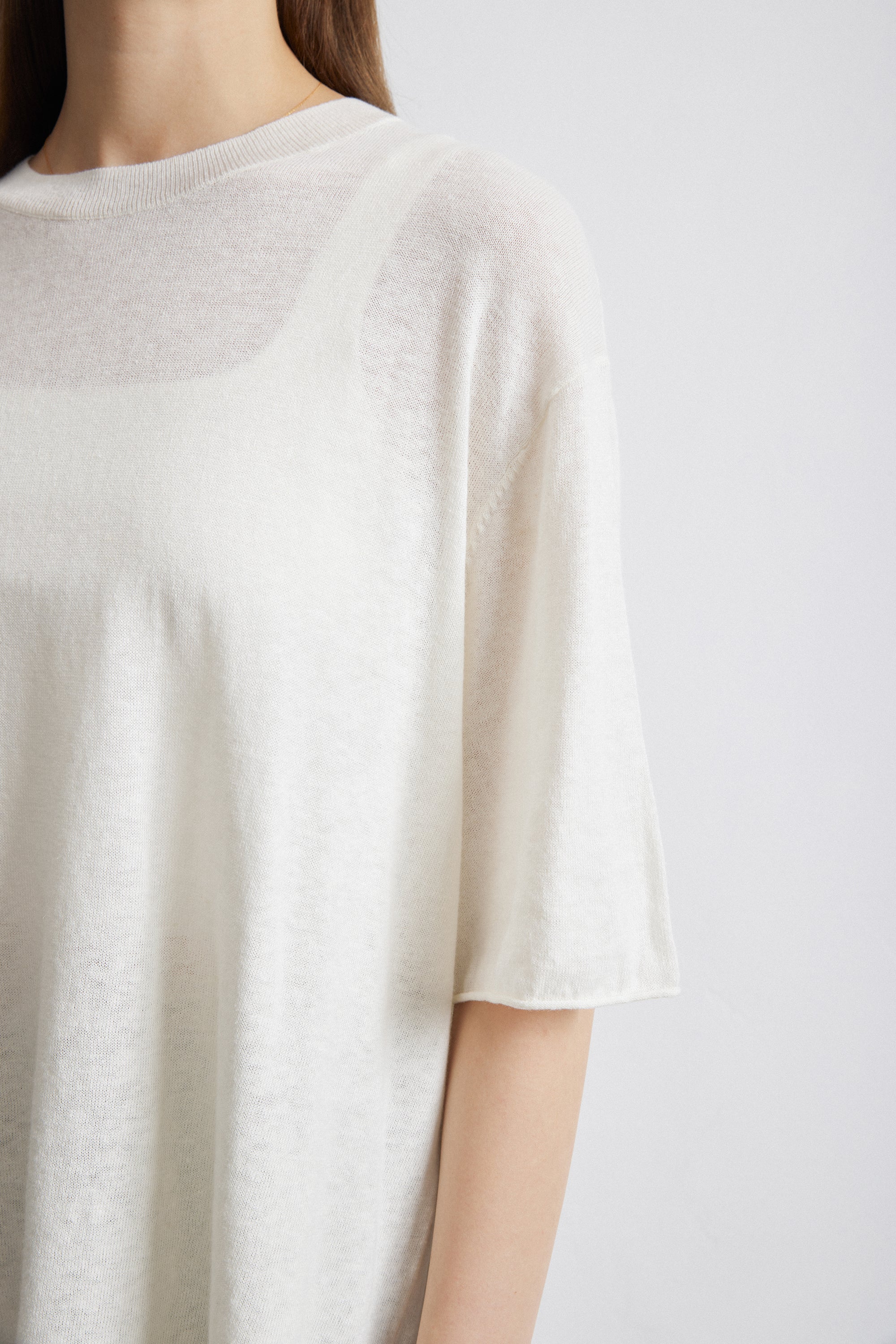 BET linen cotton oversize tee (White)