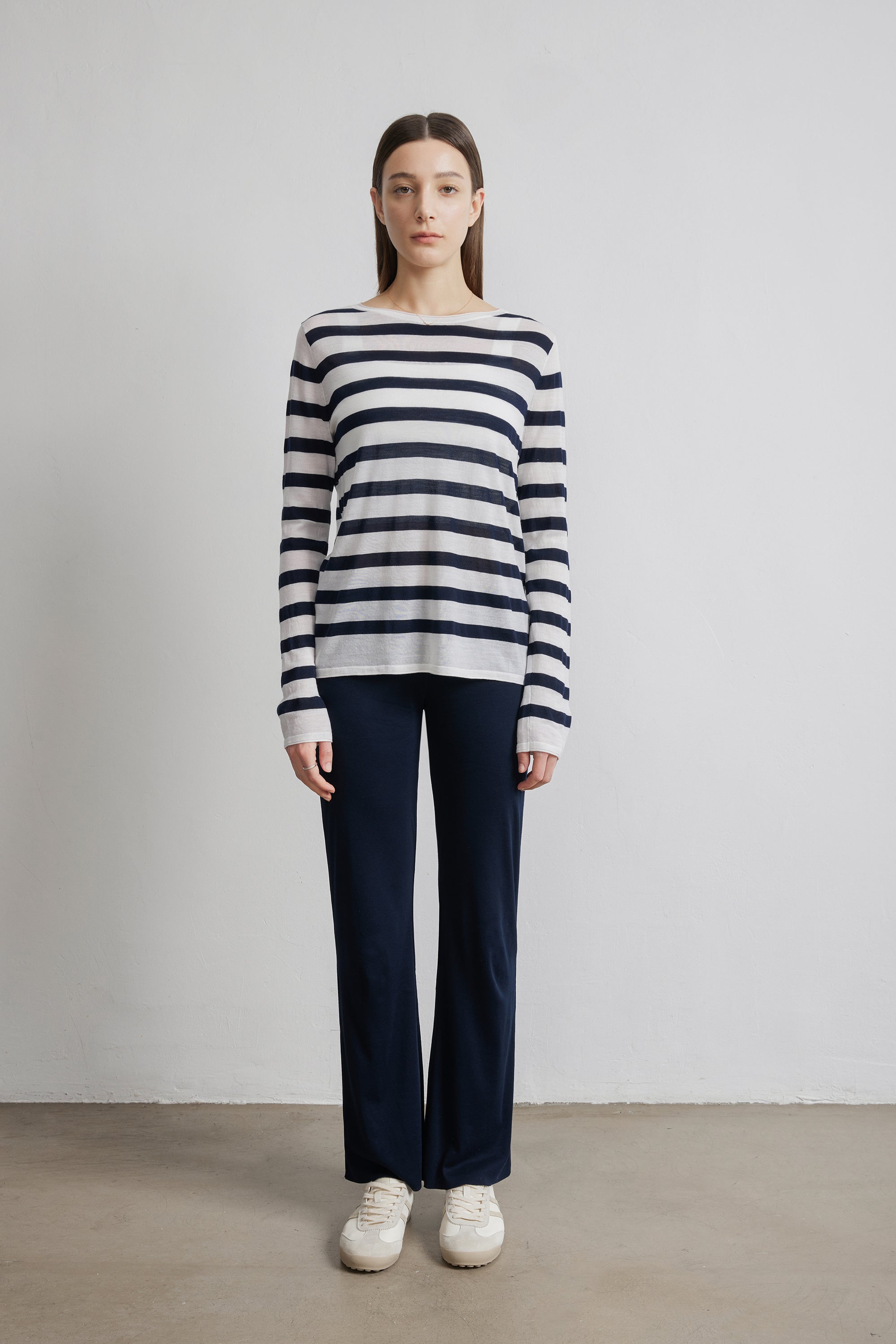 ORGANIC PIMA 棉質平紋針織長褲（深藍色）