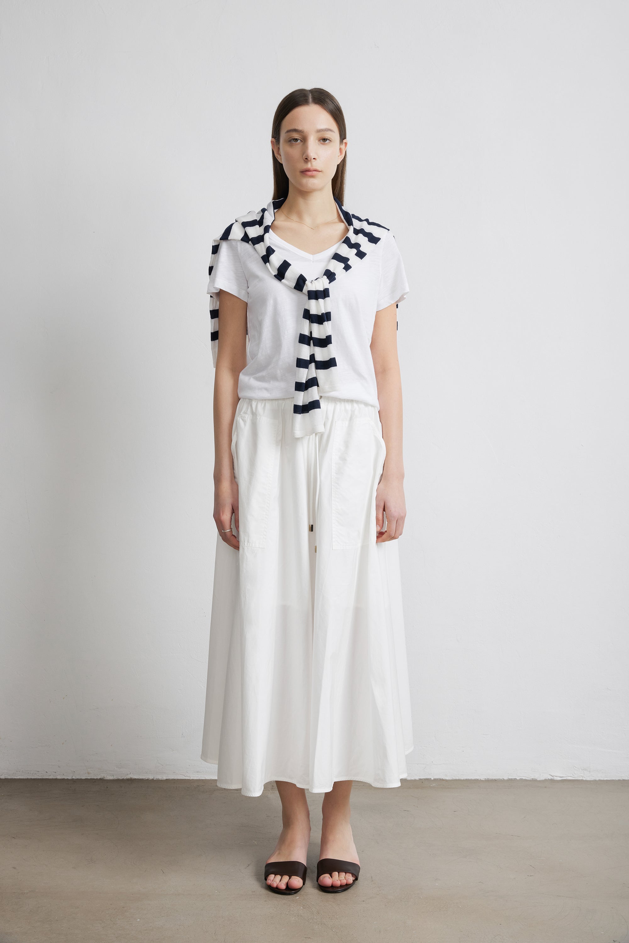 MOON cotton midi skirt (White)