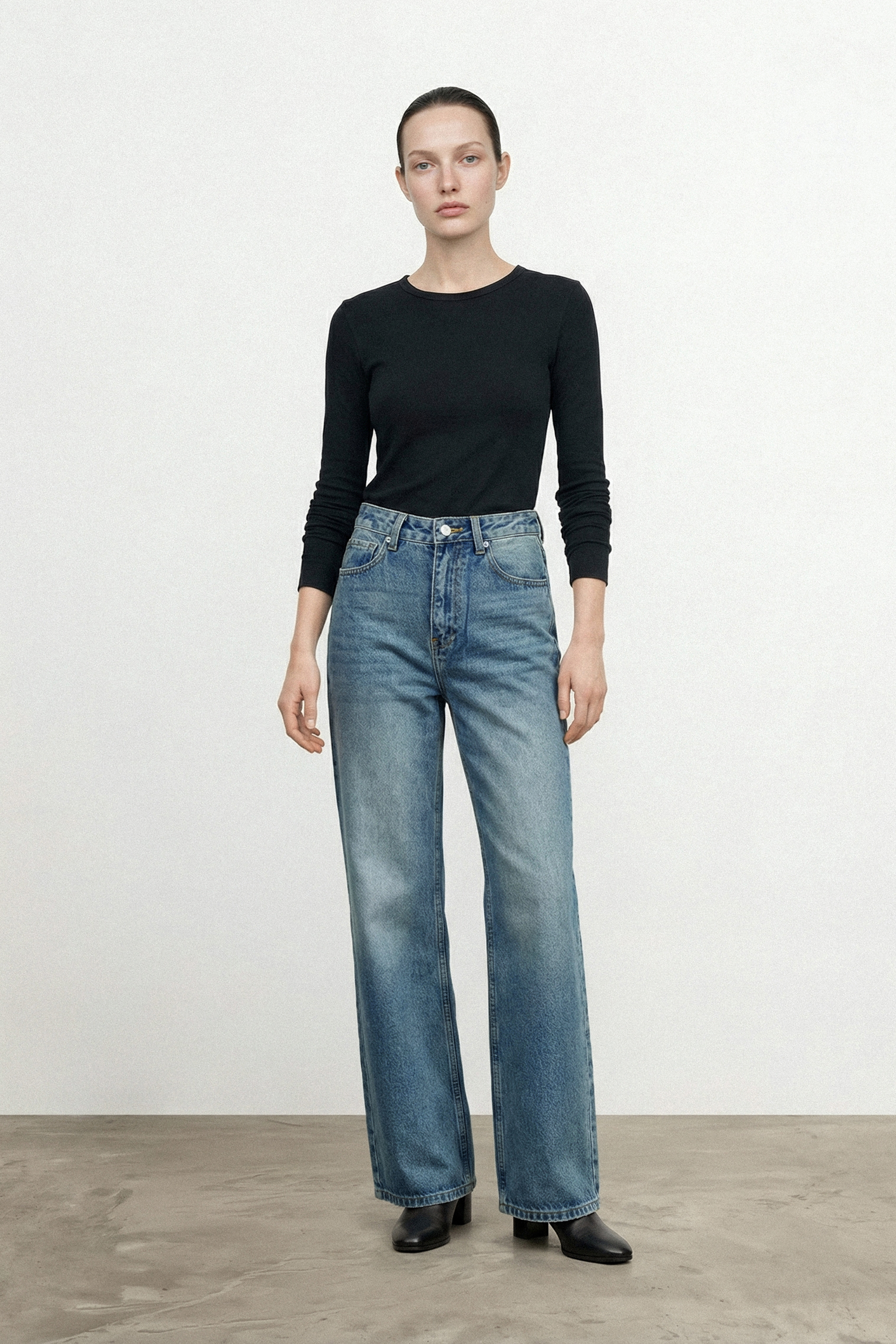 PANCY 羊絨混紡莫代爾上衣（黑色）