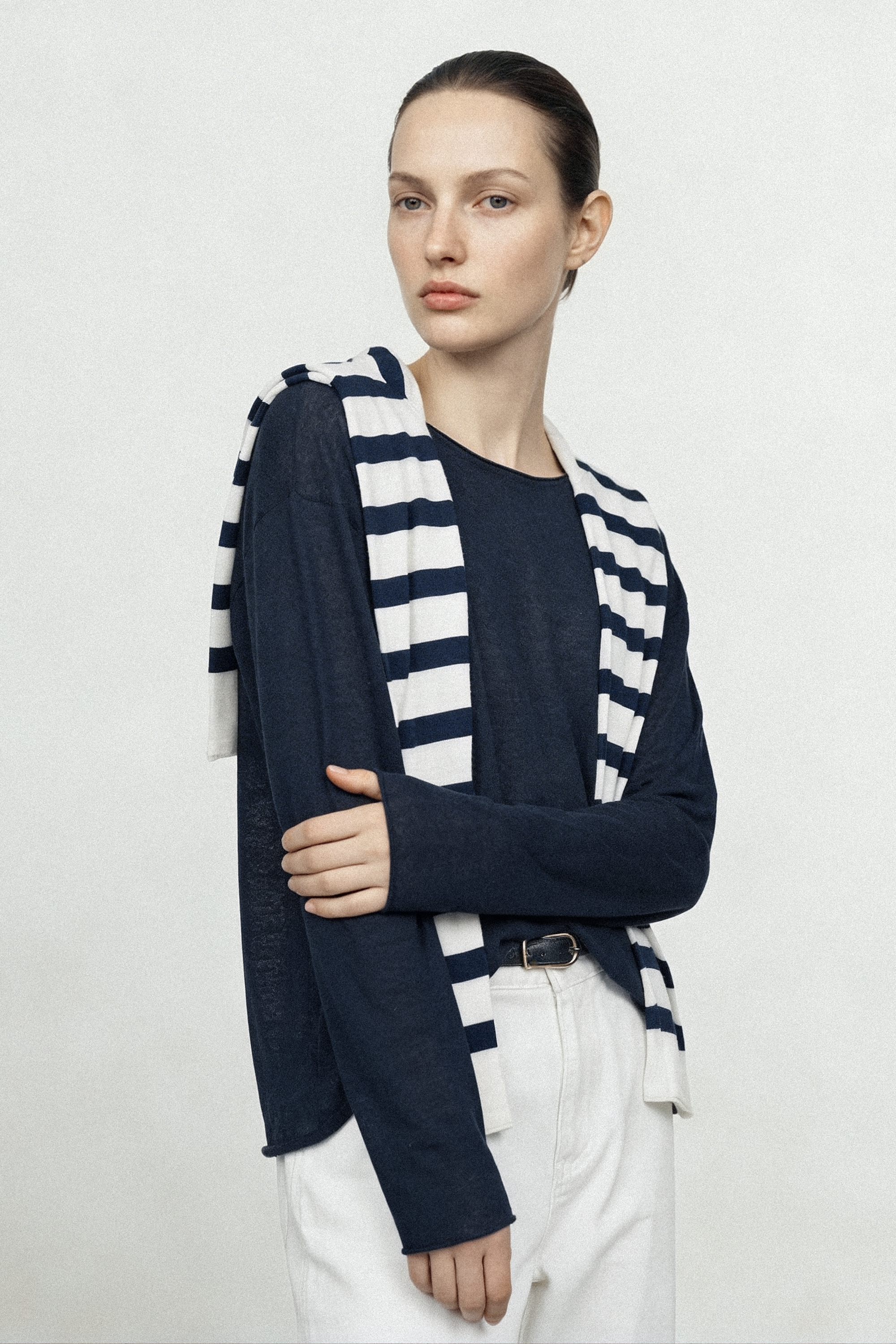 JESSY linen-cotton two way top (Navy)