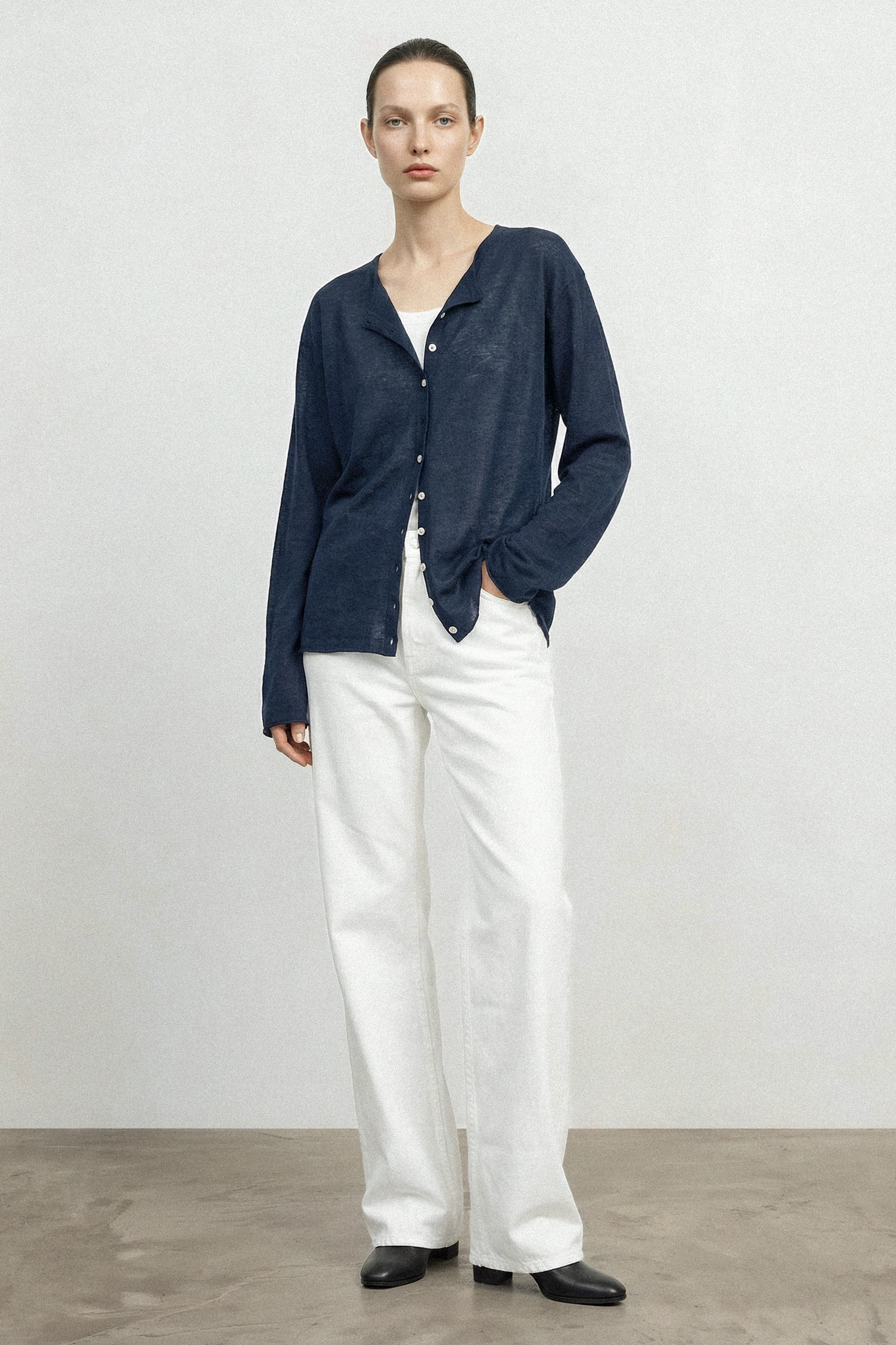 JESSY linen-cotton two way top (Navy)