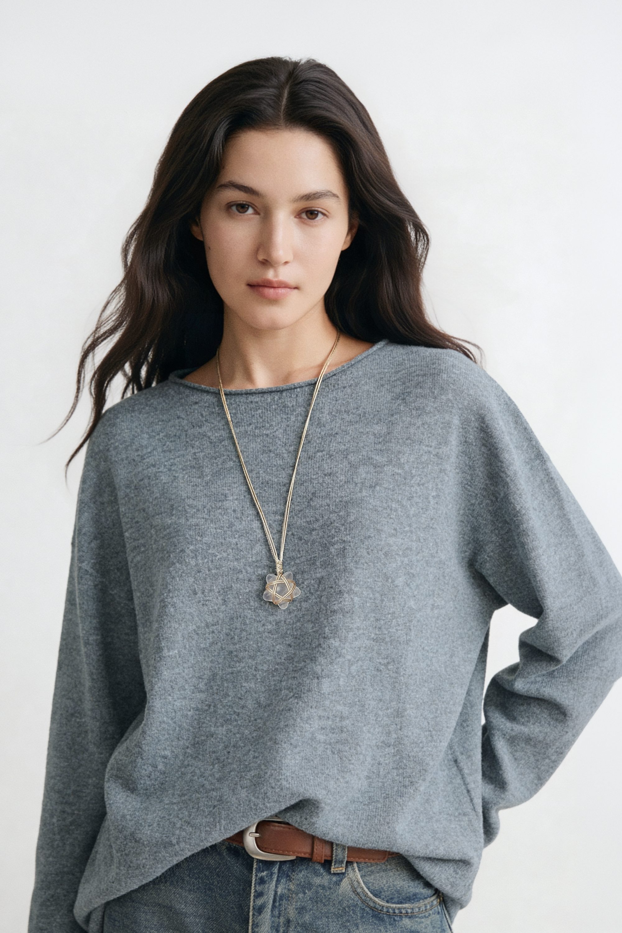 ELEANOR seamless cashmere-blend sweater (Light grey)