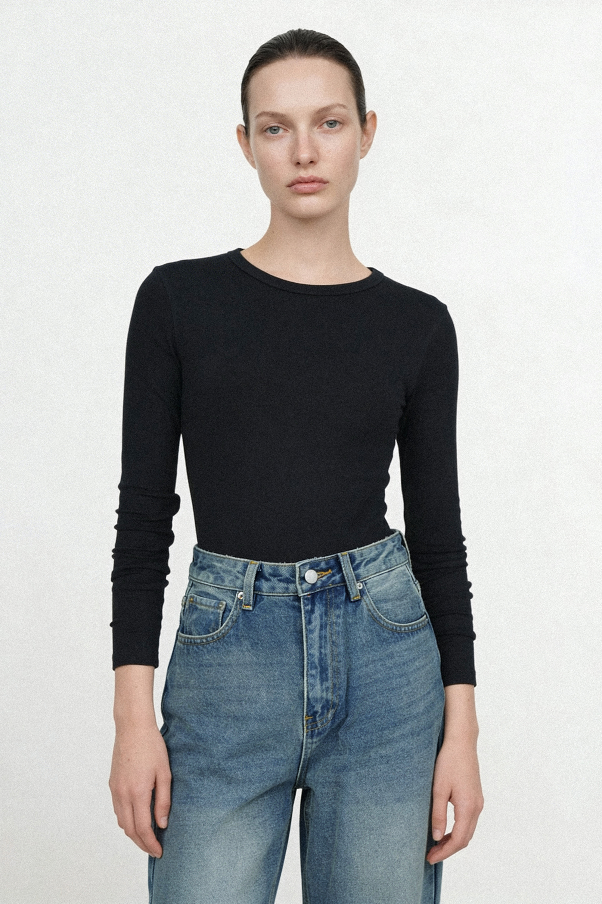 PANCY cashmere-blend modal top (Black)