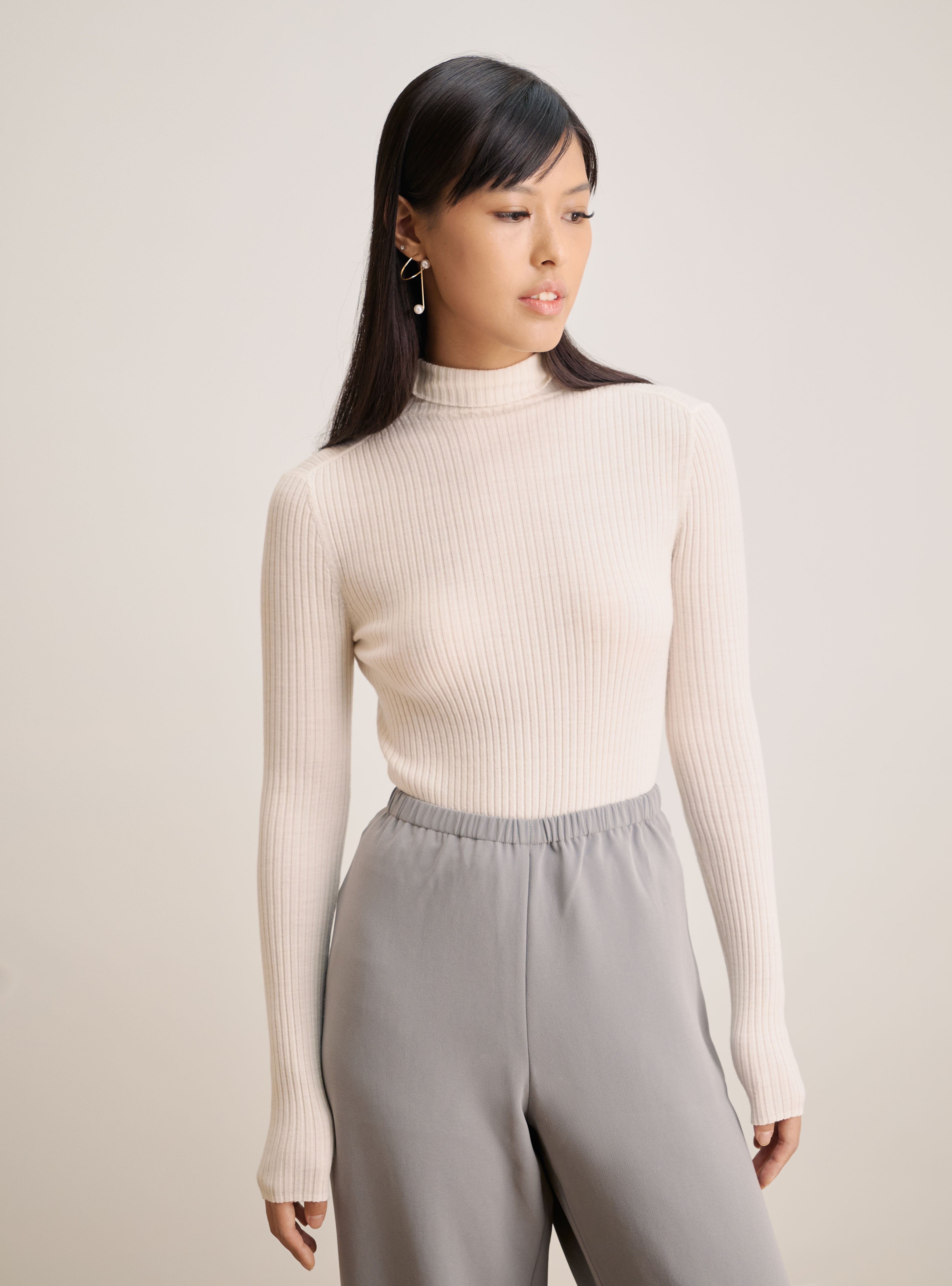 CLAIRE turtle neck merino wool sweater (Milk)