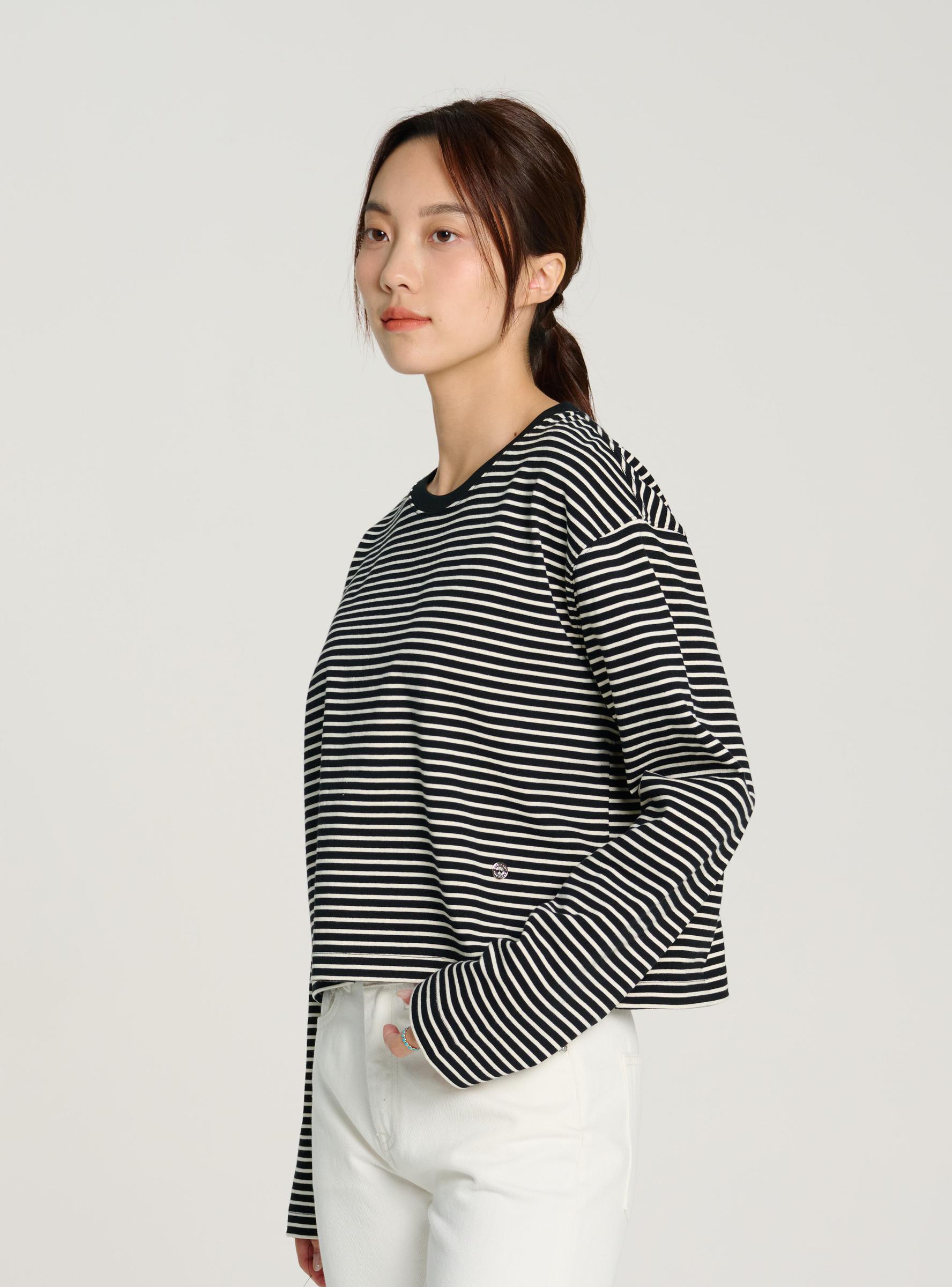 LUKE cotton stripe top (Black stripe)