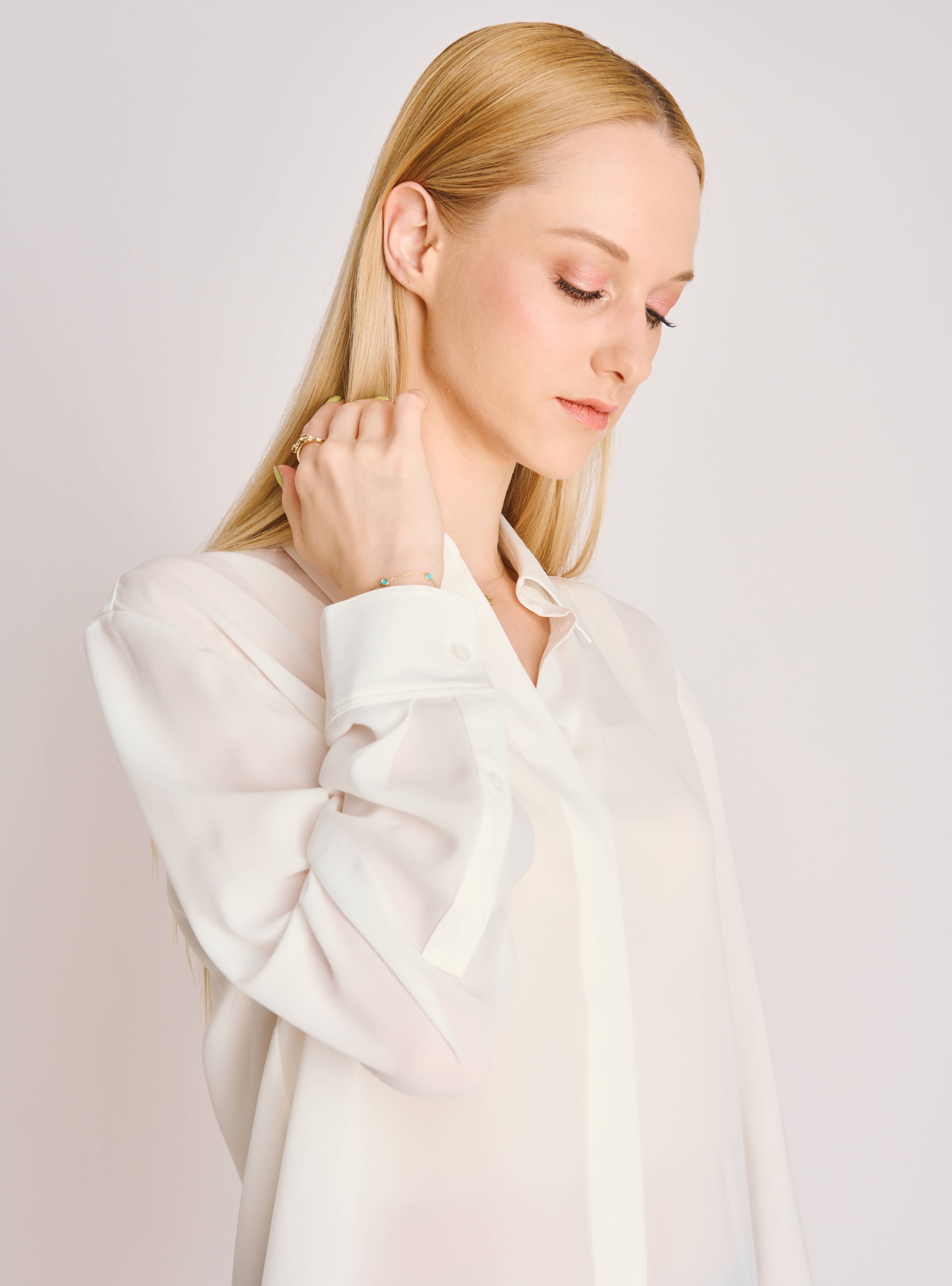 TR acetate easy-care shirt (Milk)