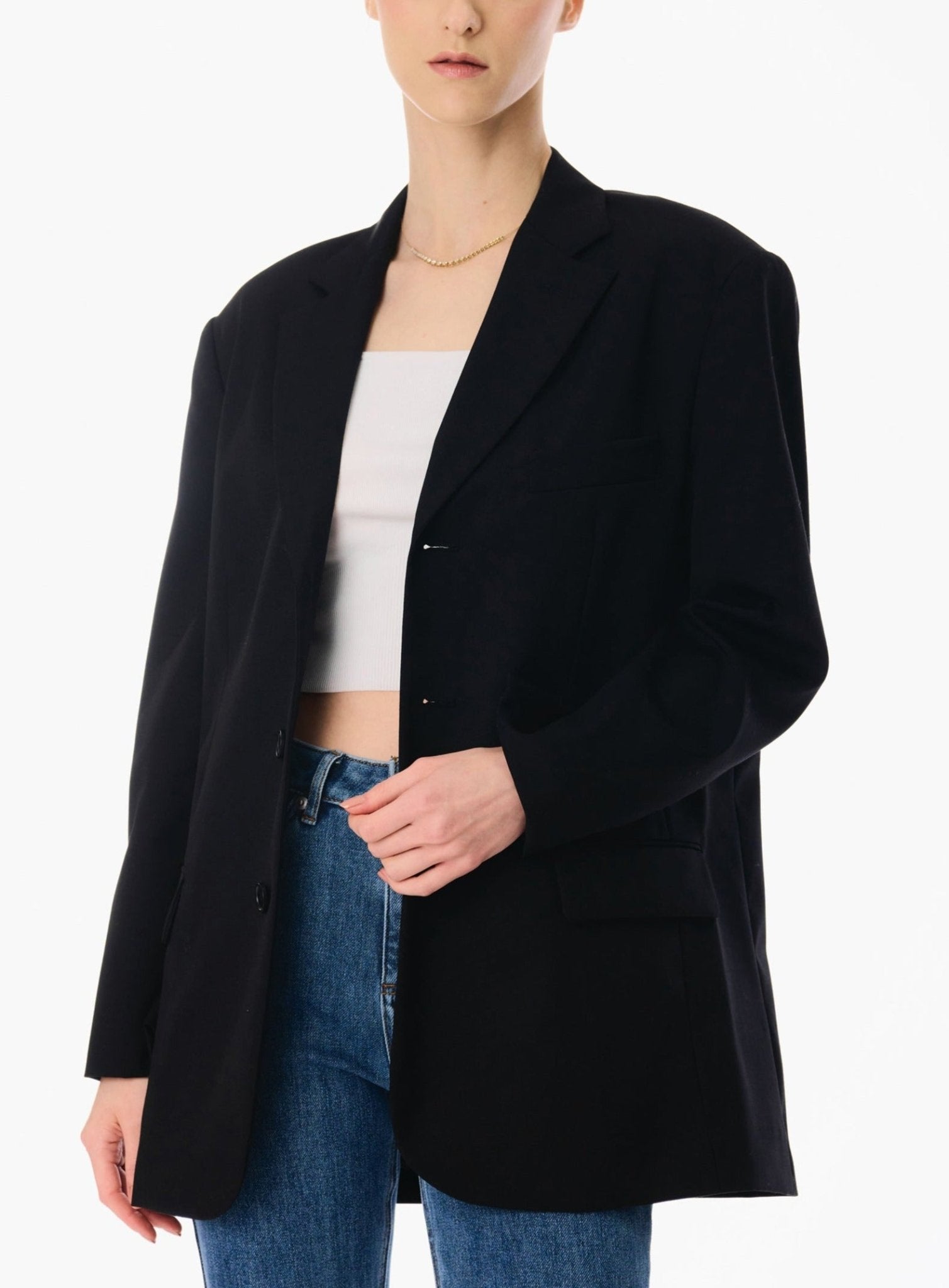 BOYFRIEND wool blazer (Black) - STELLAM