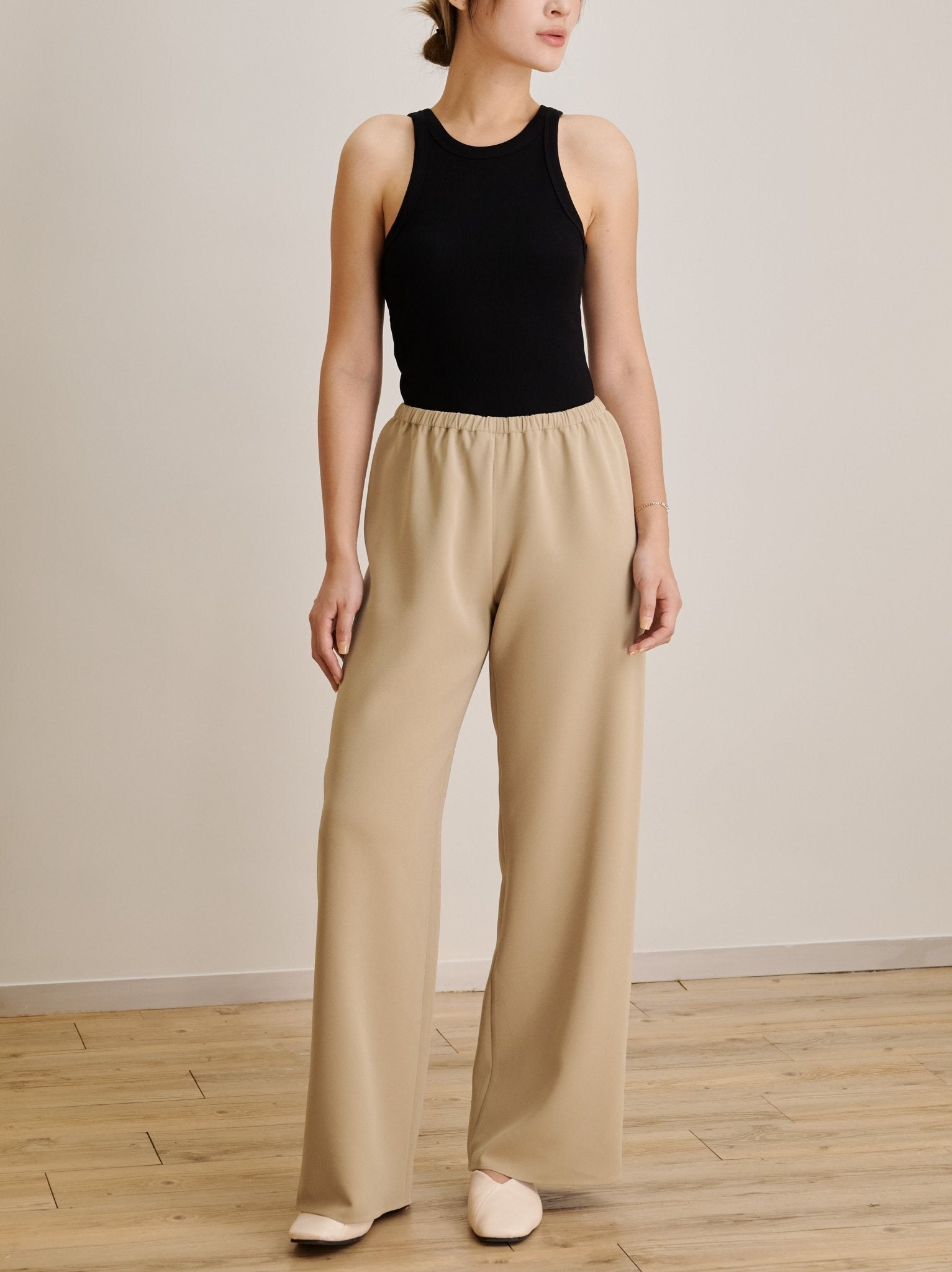 CADY wide-leg pants (Khaki) - STELLAM