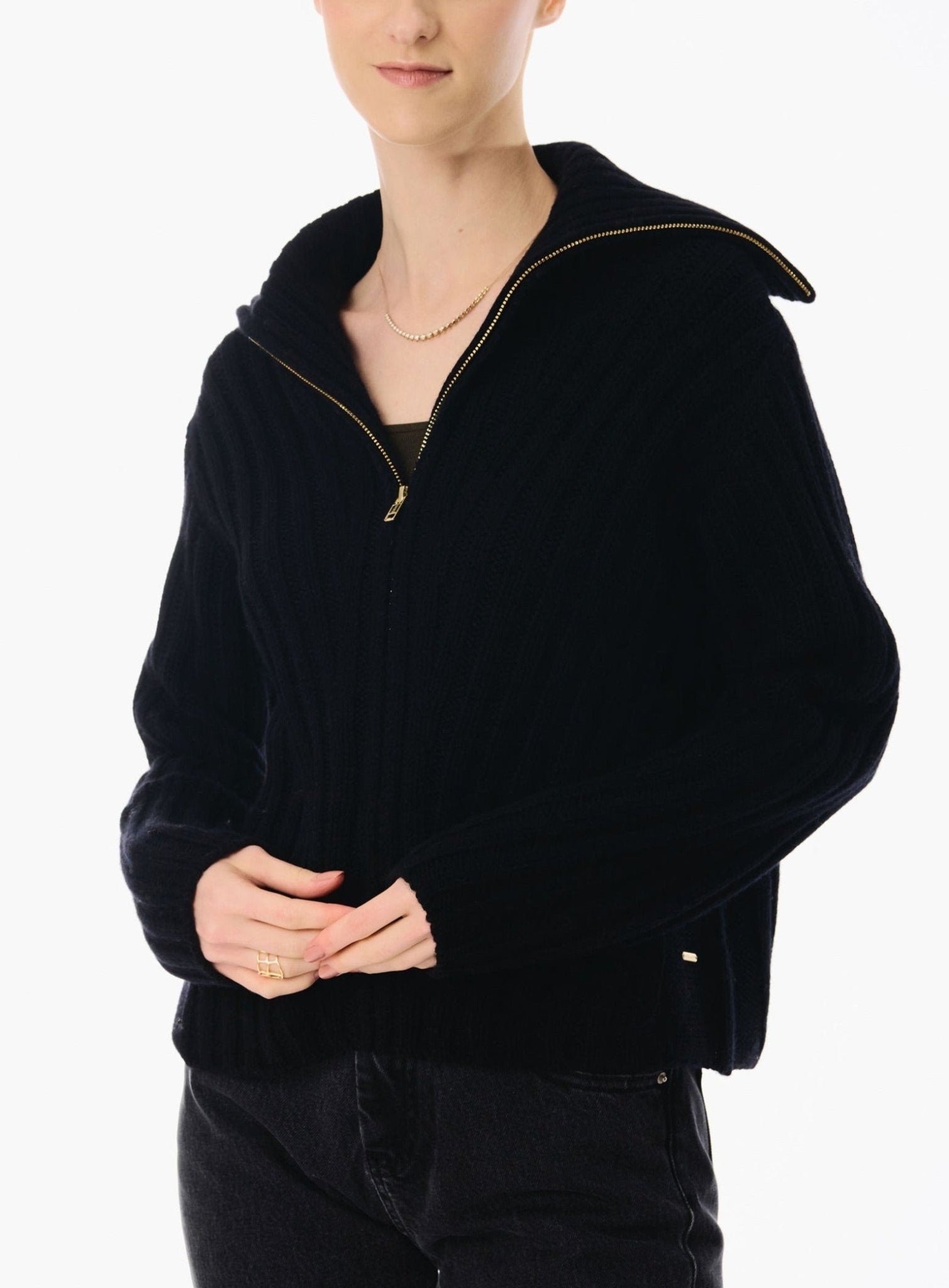 CATHY wool zip jacket (Black) - STELLAM