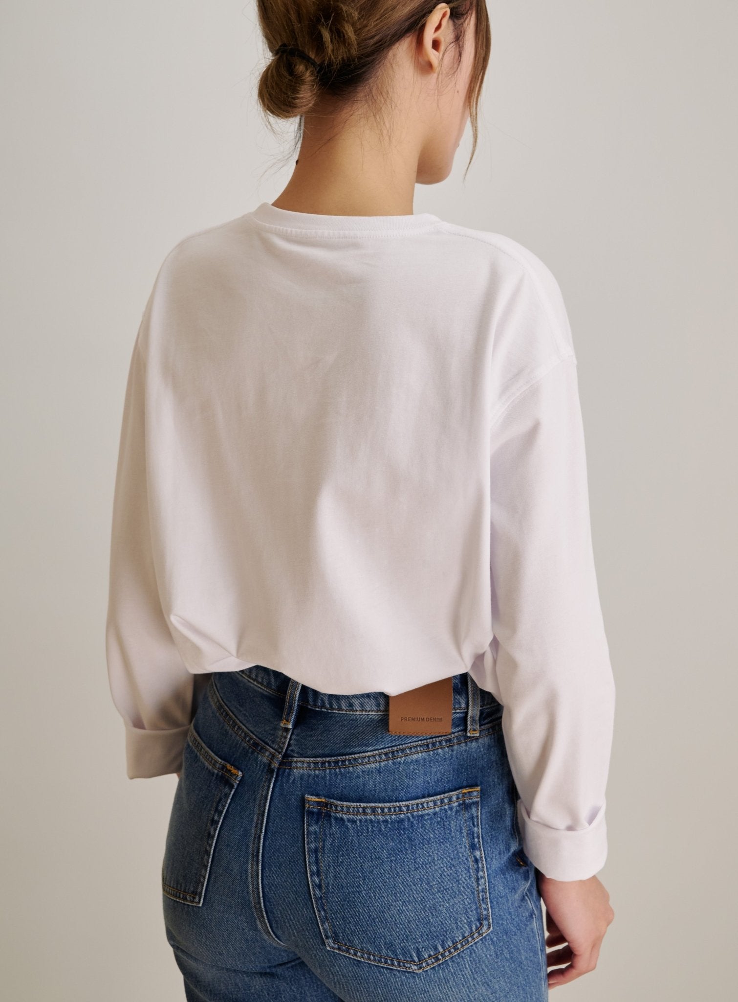 CILES cotton longsleeves top (White) - STELLAM