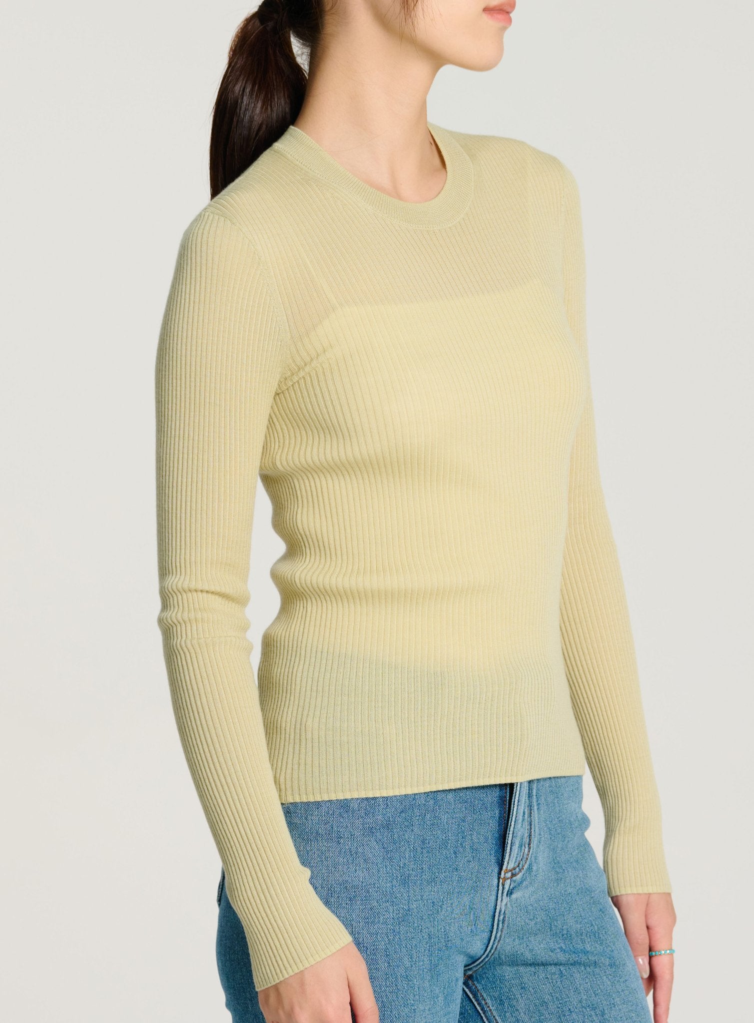 CINDY 2.0 superfine knit crew top (Sage) - STELLAM