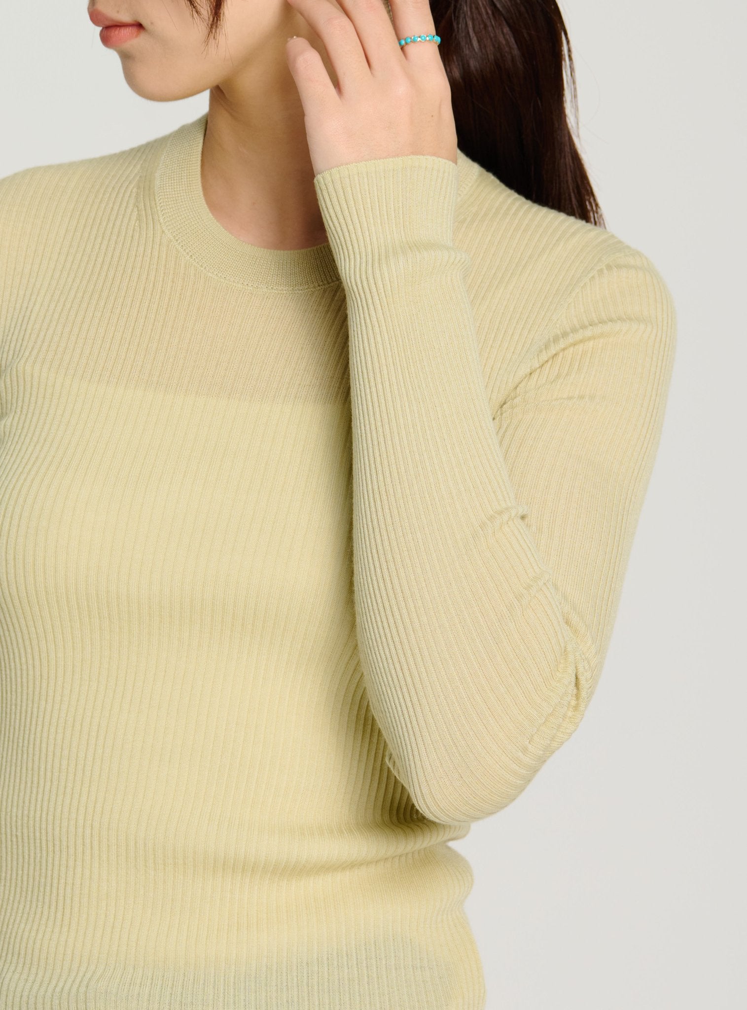 CINDY 2.0 superfine knit crew top (Sage) - STELLAM