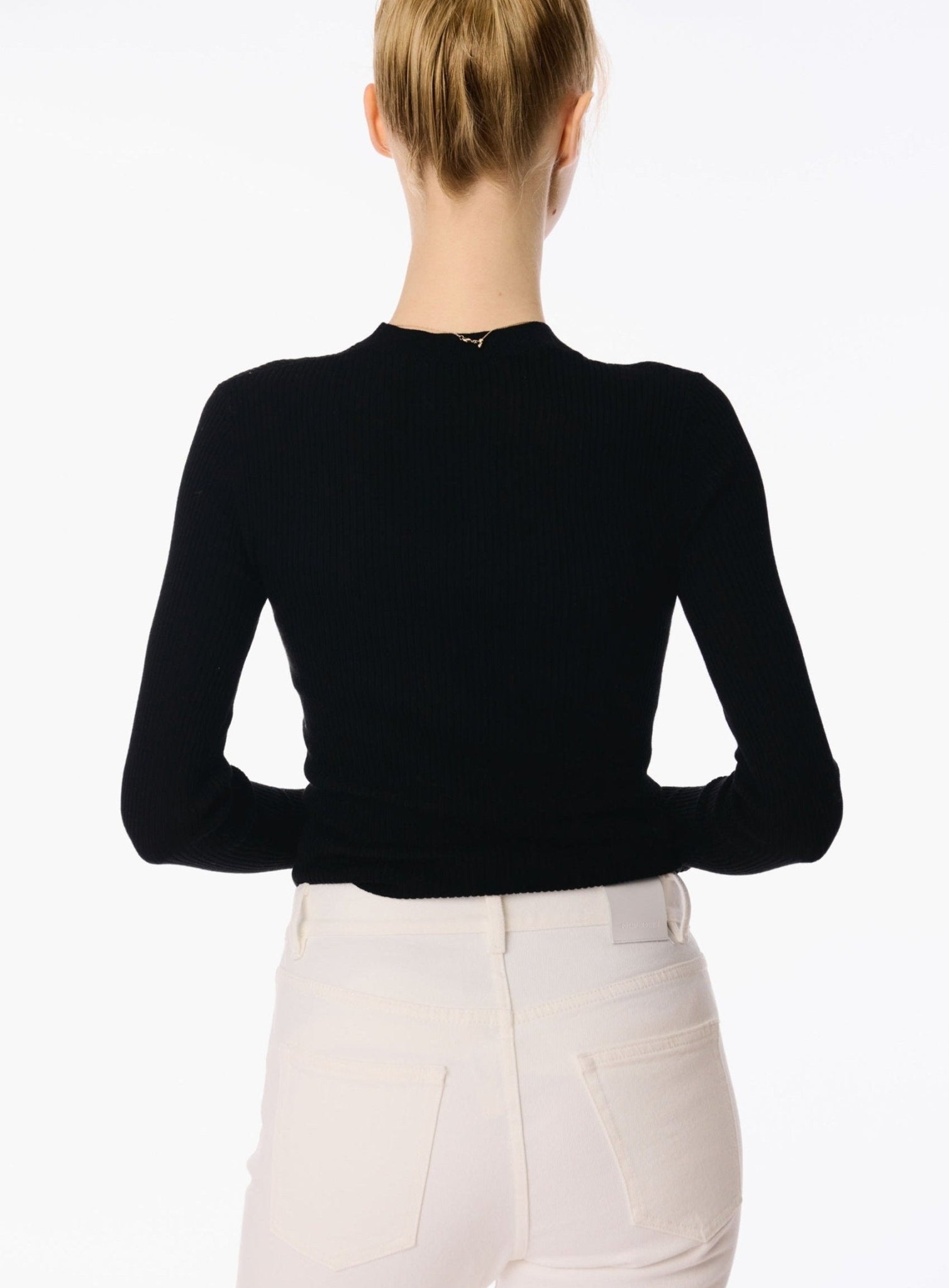 CINDY superfine knit crew top (Black) - STELLAM