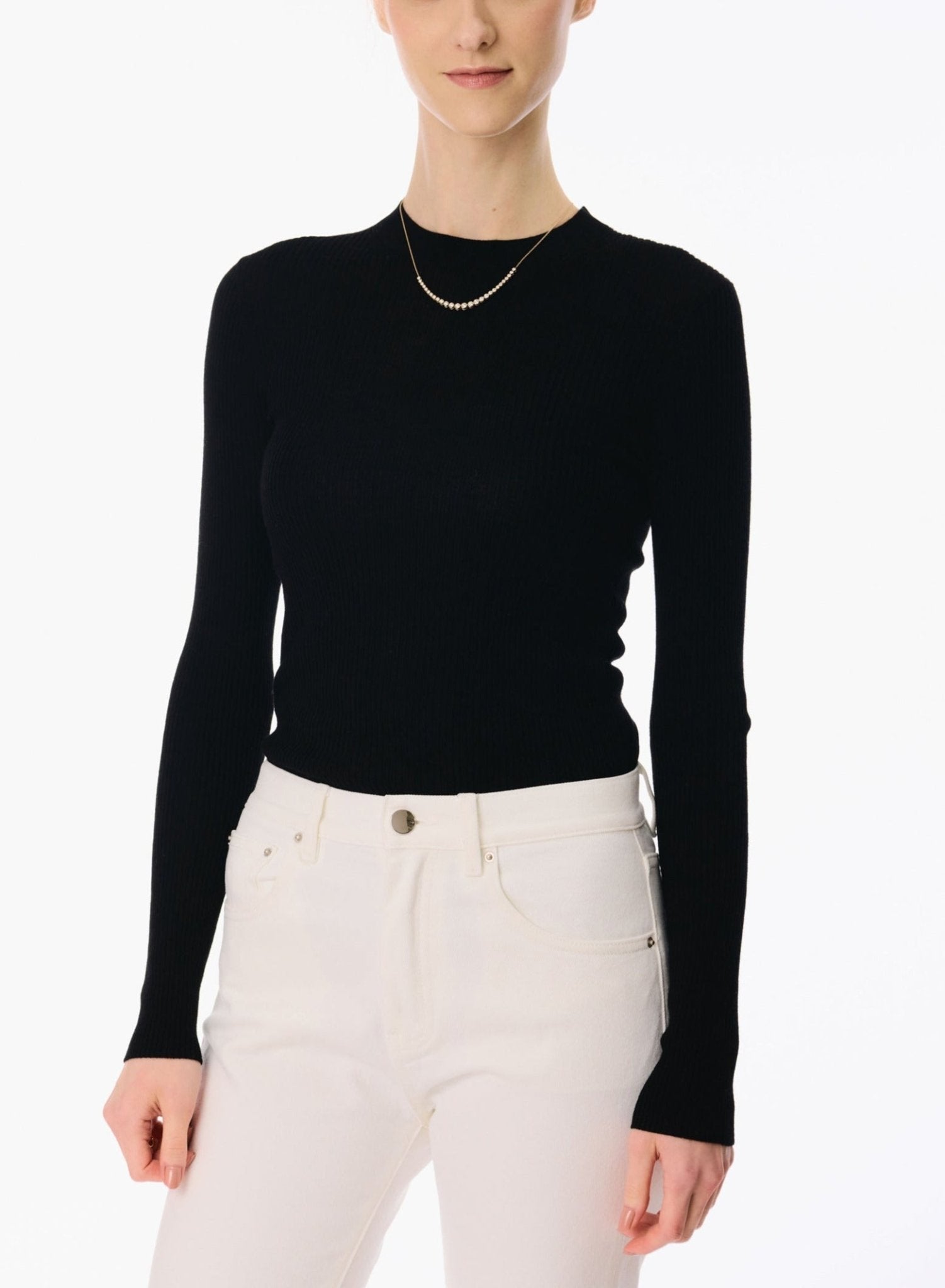 CINDY superfine knit crew top (Black) - STELLAM