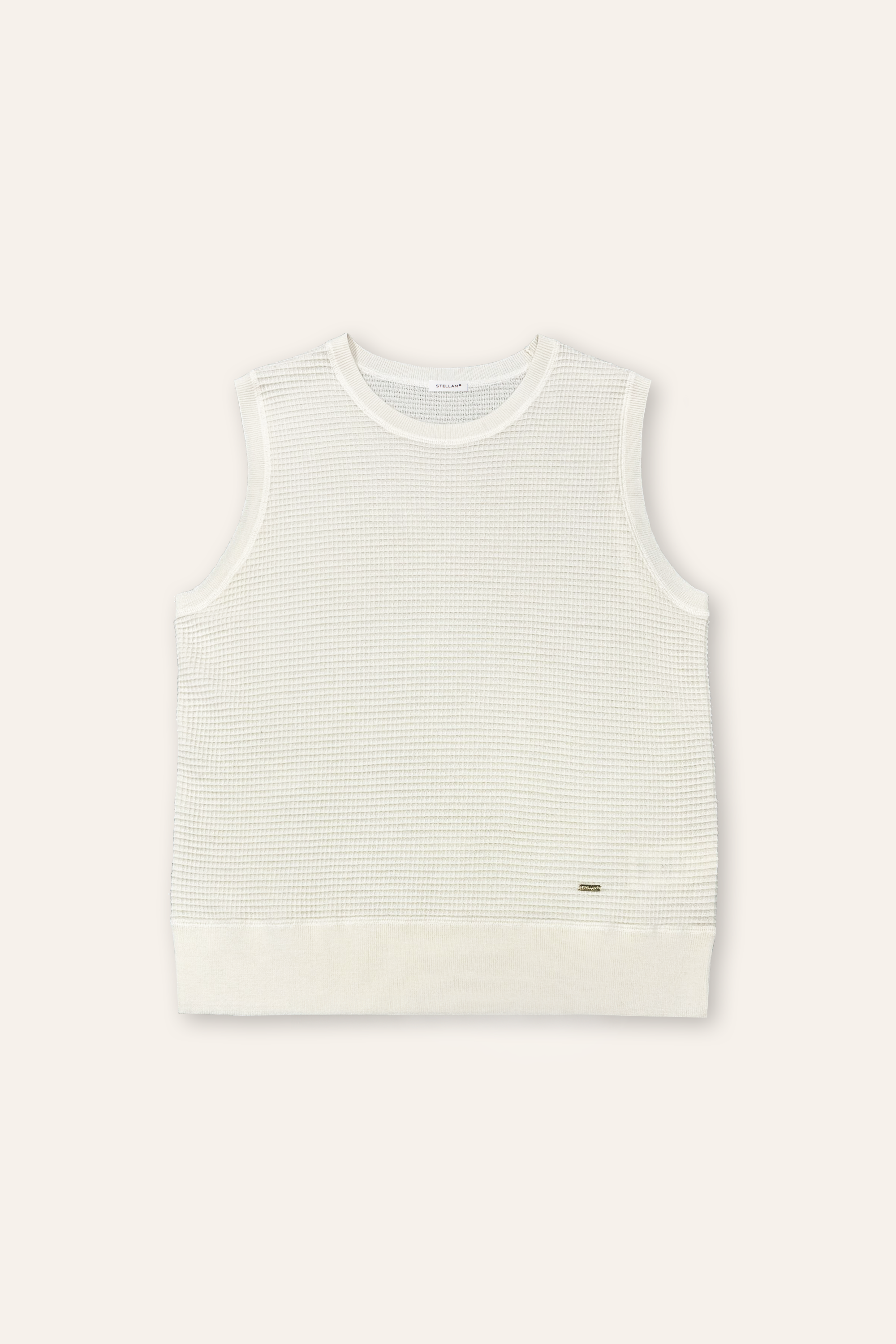 COM sleeveless waffle-knit top (White)