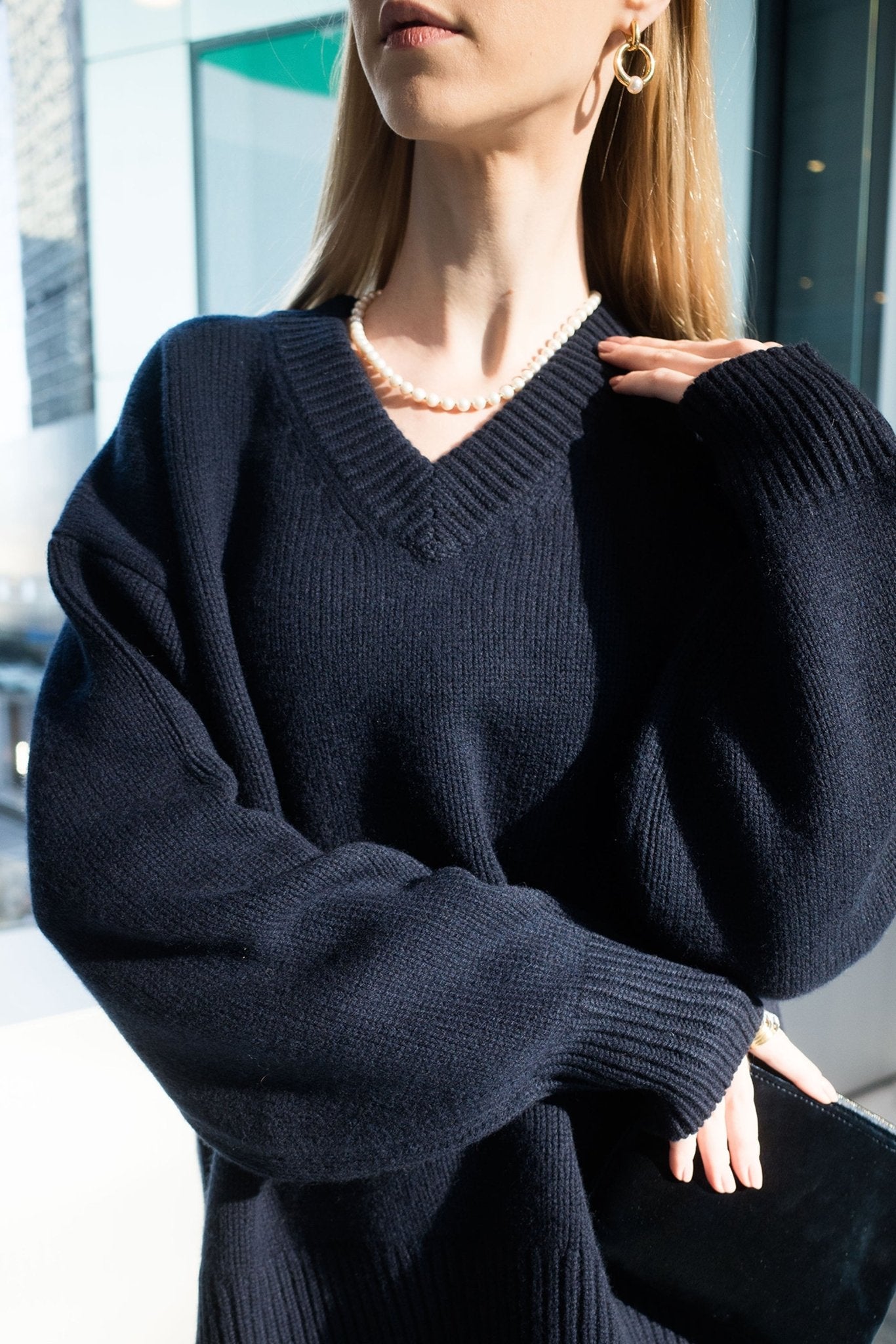 DAVION wool sweater (Navy) - STELLAM