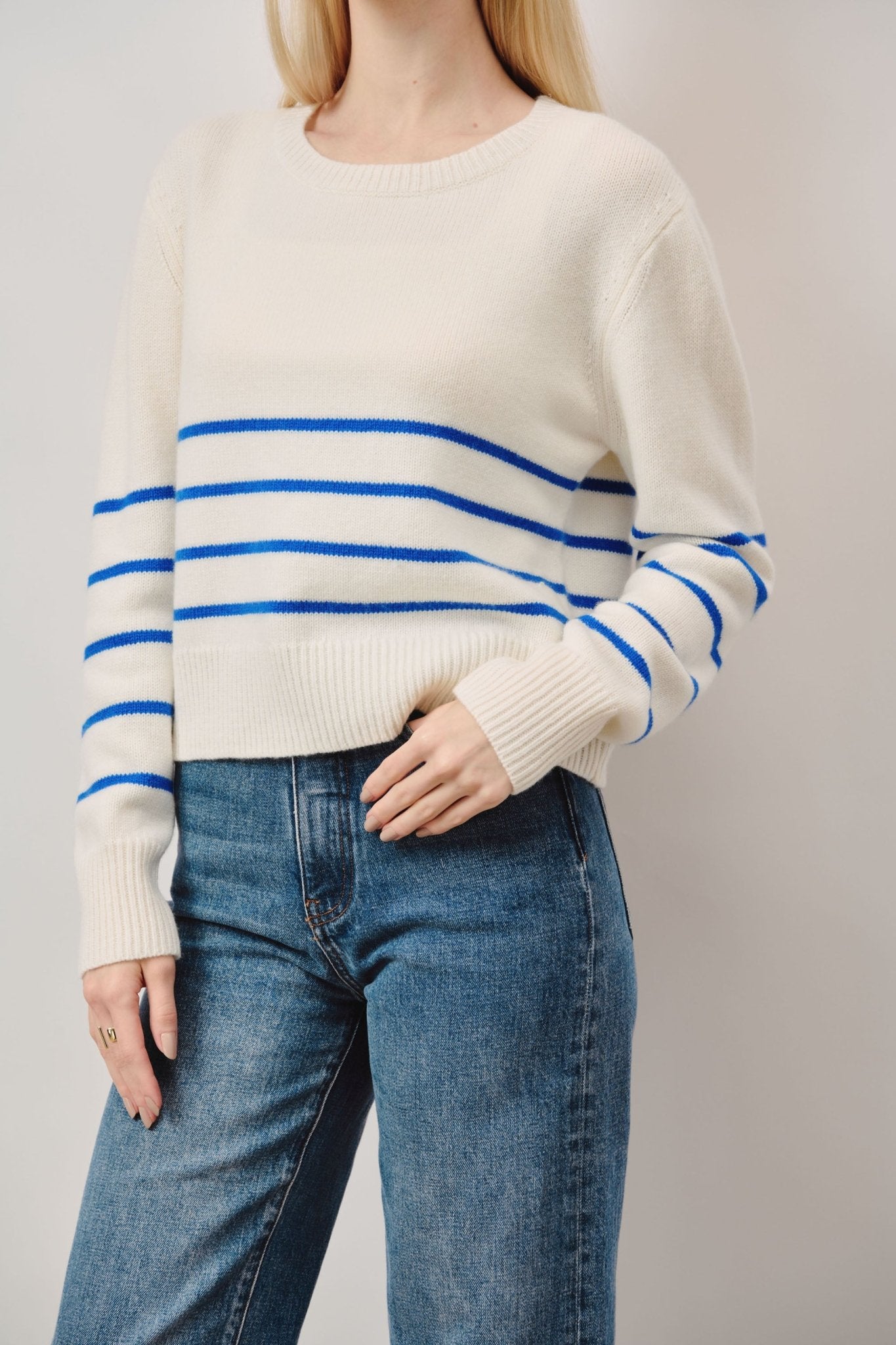 DECEMBER cashmere-blended sweater (Blue Stripe) - STELLAM