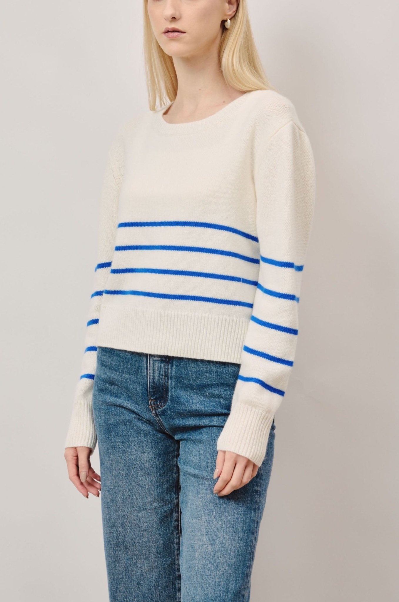 DECEMBER cashmere-blended sweater (Blue Stripe) - STELLAM