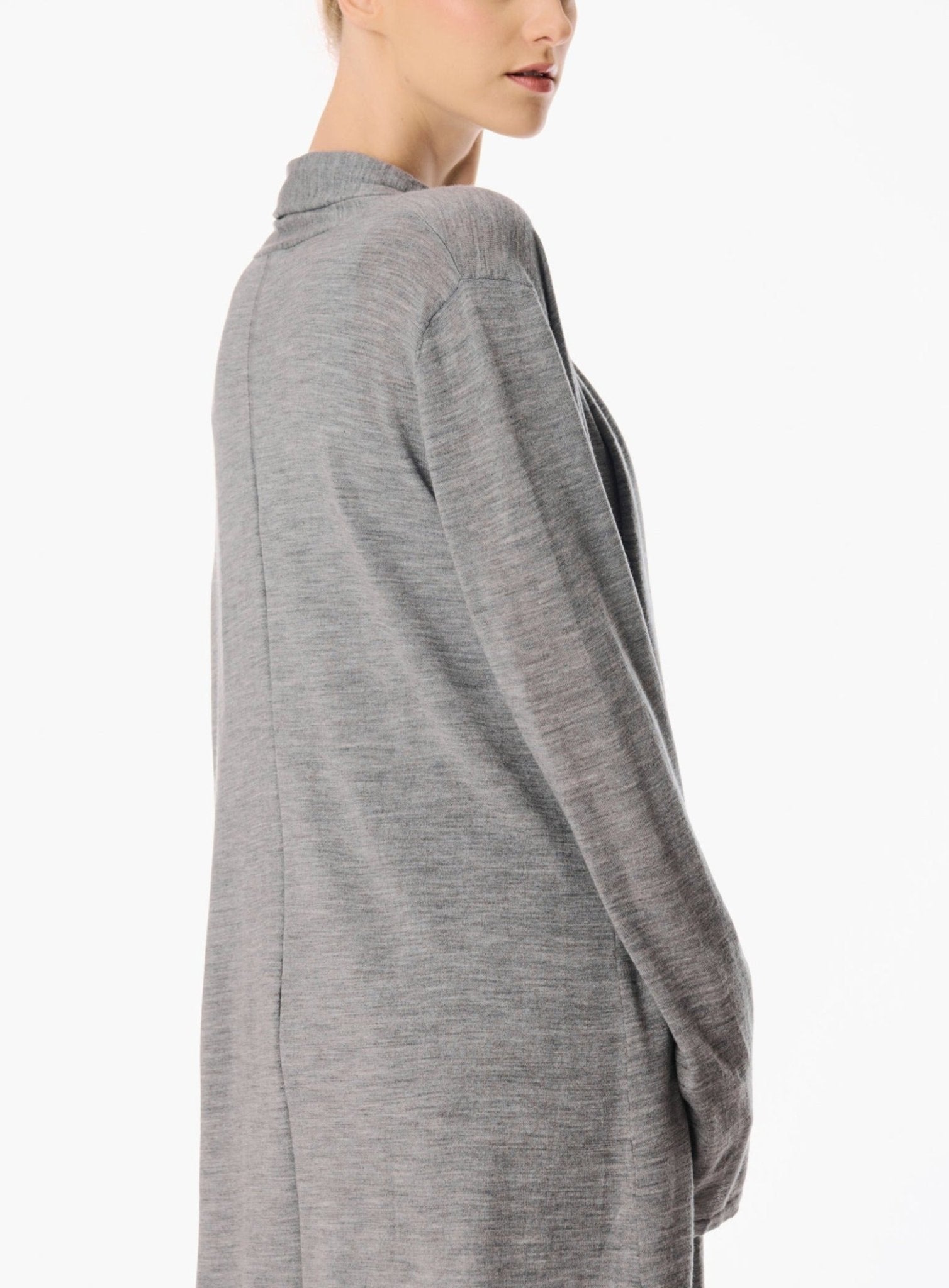 DRAPED wool cardigan (Grey) - STELLAM