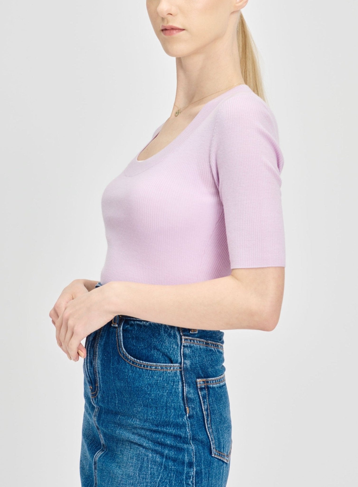 EVA crew mid-sleeve pullover (Lilac) - STELLAM