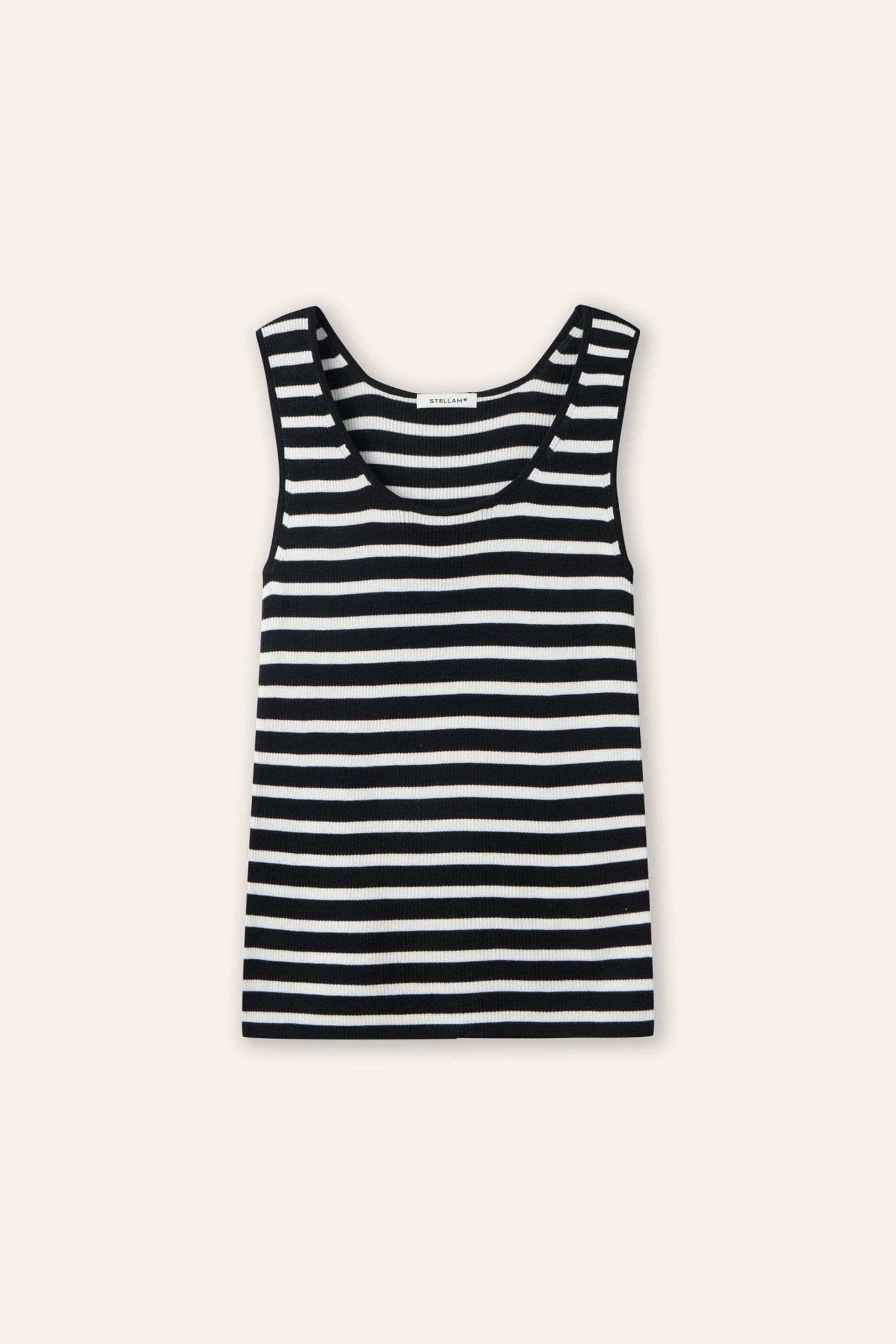 FENYA silk knit tank (Black stripe) - STELLAM