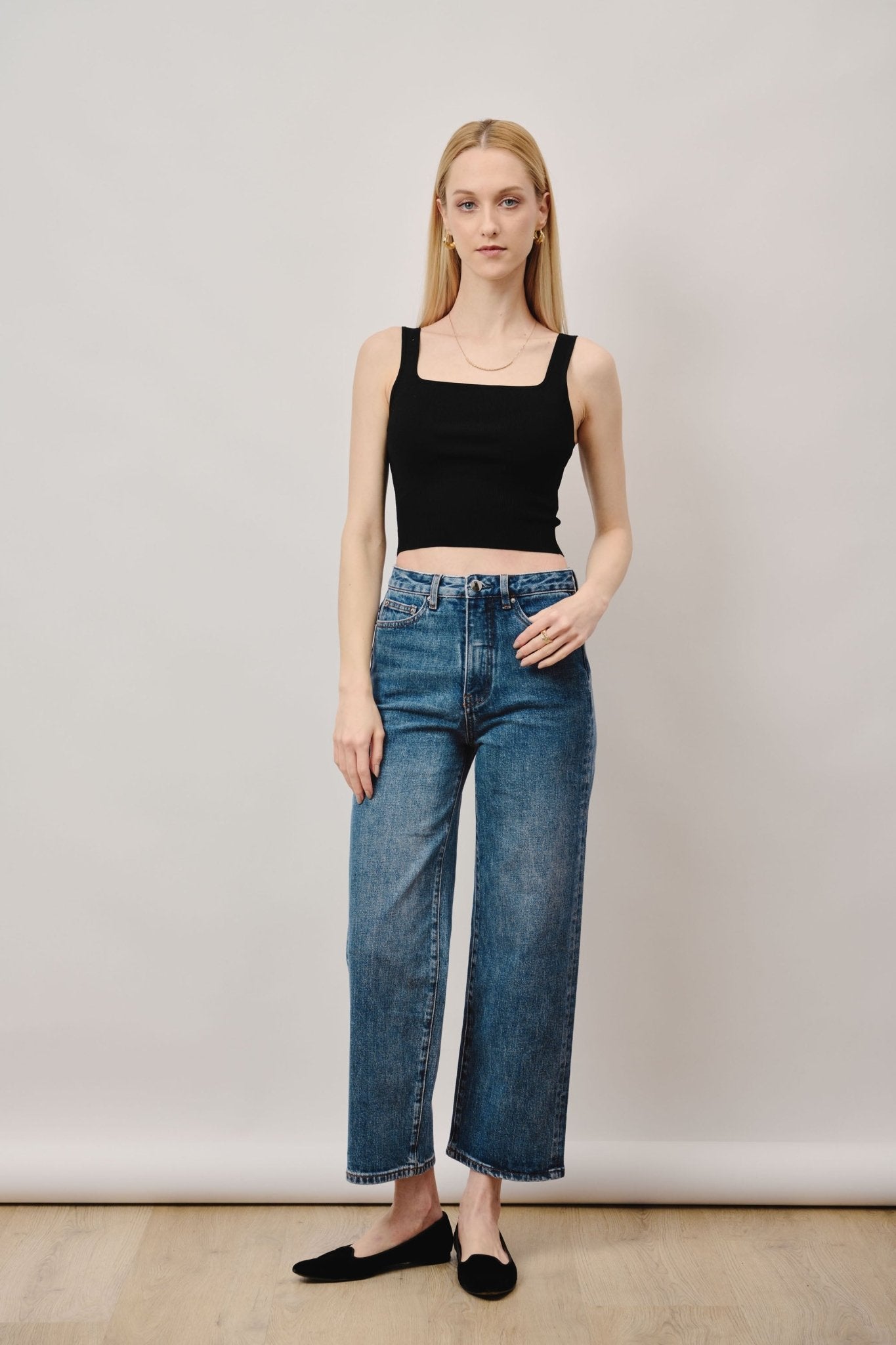 FLARE high-rise straight-leg jeans (Blue) - STELLAM