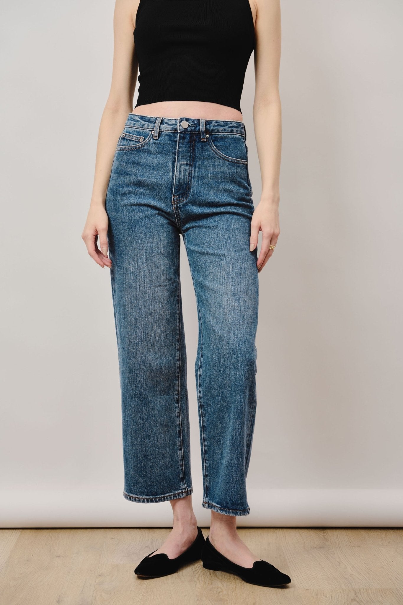 FLARE high-rise straight-leg jeans (Blue) - STELLAM