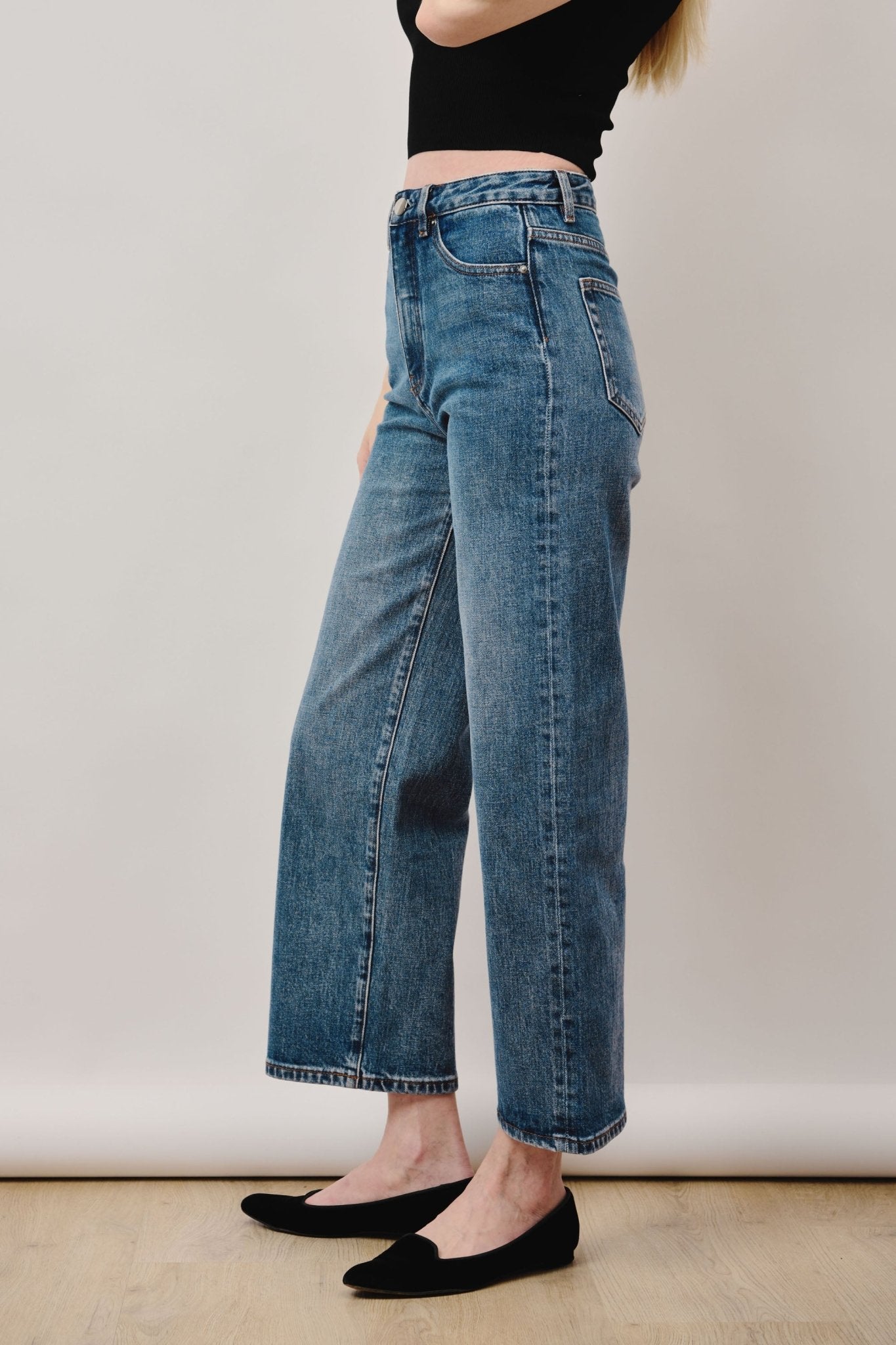 FLARE high-rise straight-leg jeans (Blue) - STELLAM