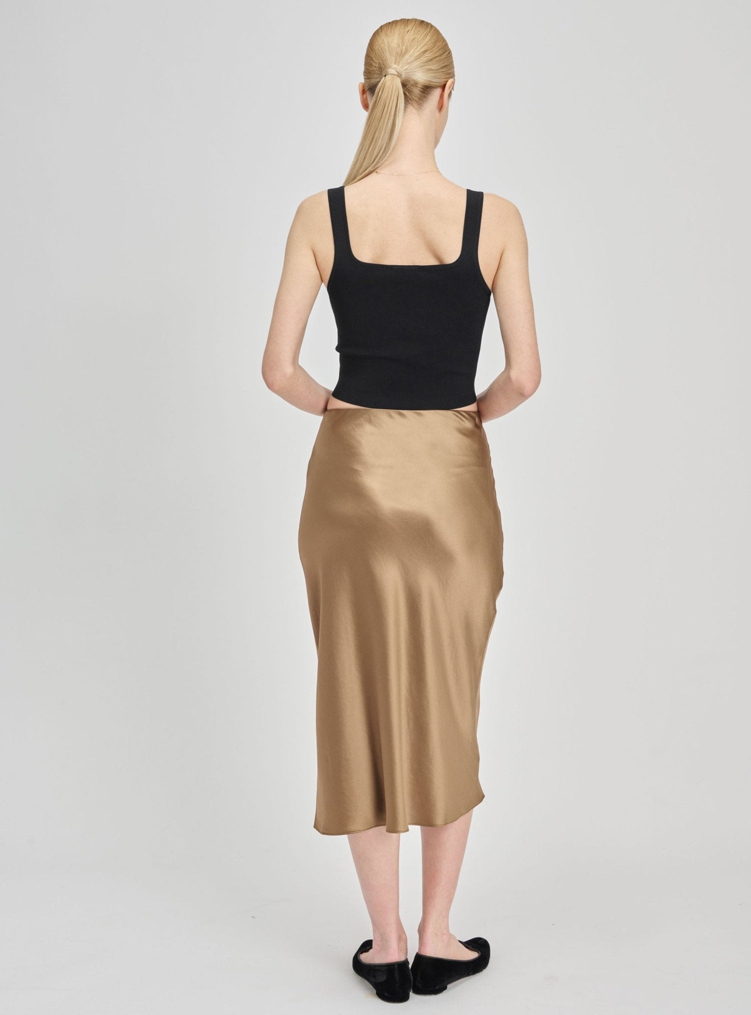 GLITTER B Mid-night midi skirt (Mocha) - STELLAM