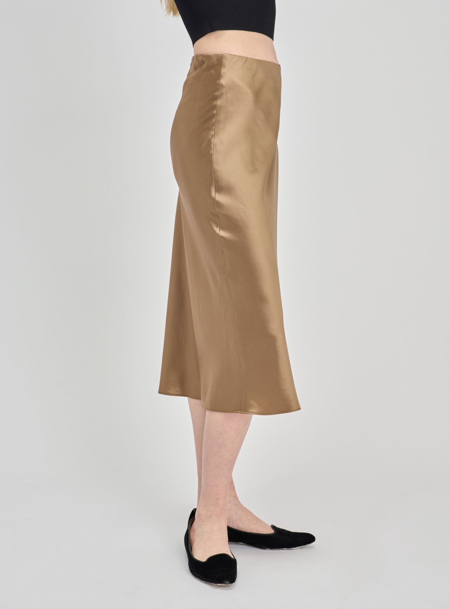 GLITTER B Mid-night midi skirt (Mocha) - STELLAM