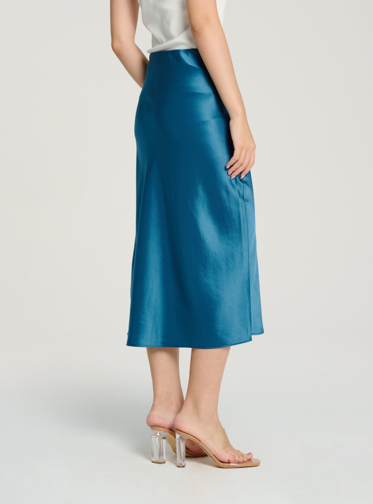 GLITTER B Mid-night midi skirt (Prussian blue) - STELLAM