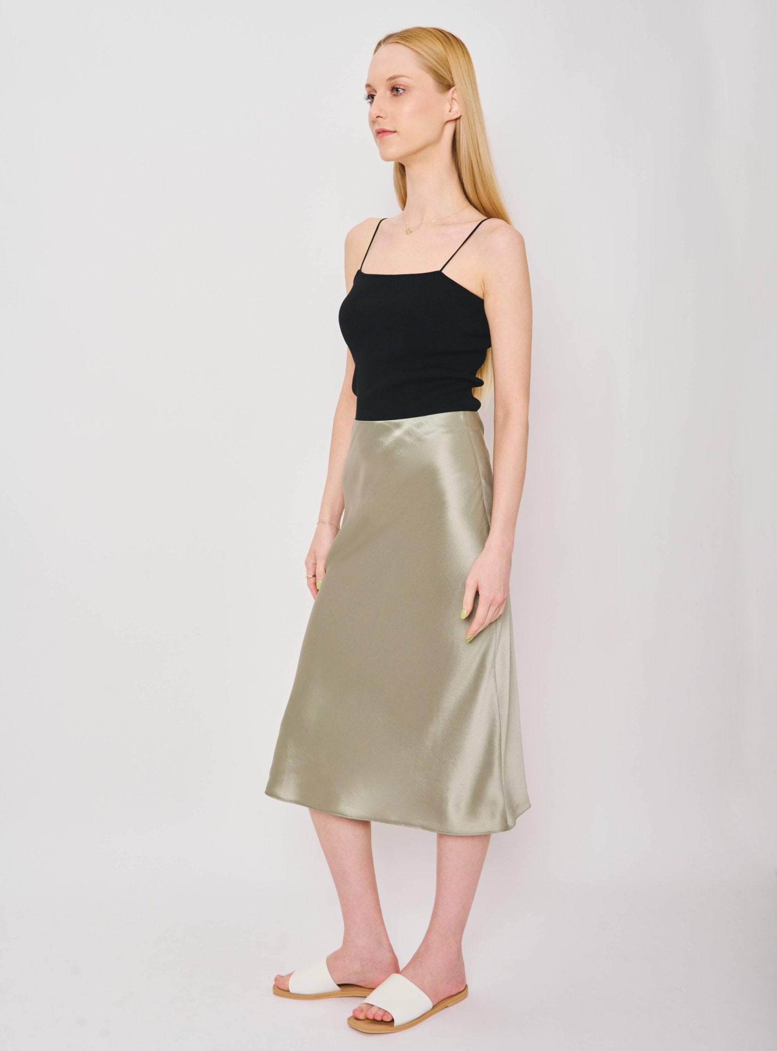 GLITTER B Mid-night midi skirt (Sage) - STELLAM