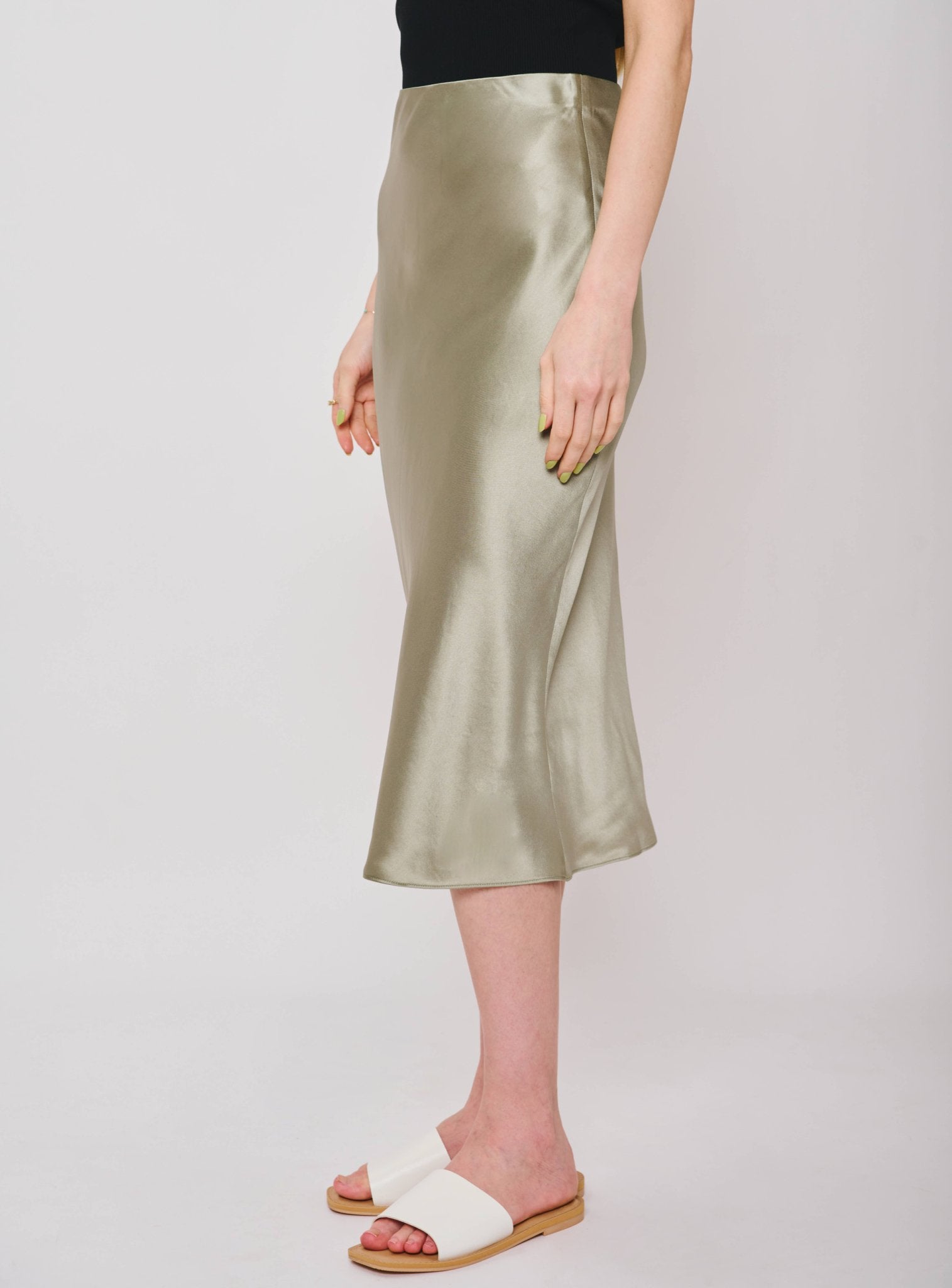 GLITTER B Mid-night midi skirt (Sage) - STELLAM