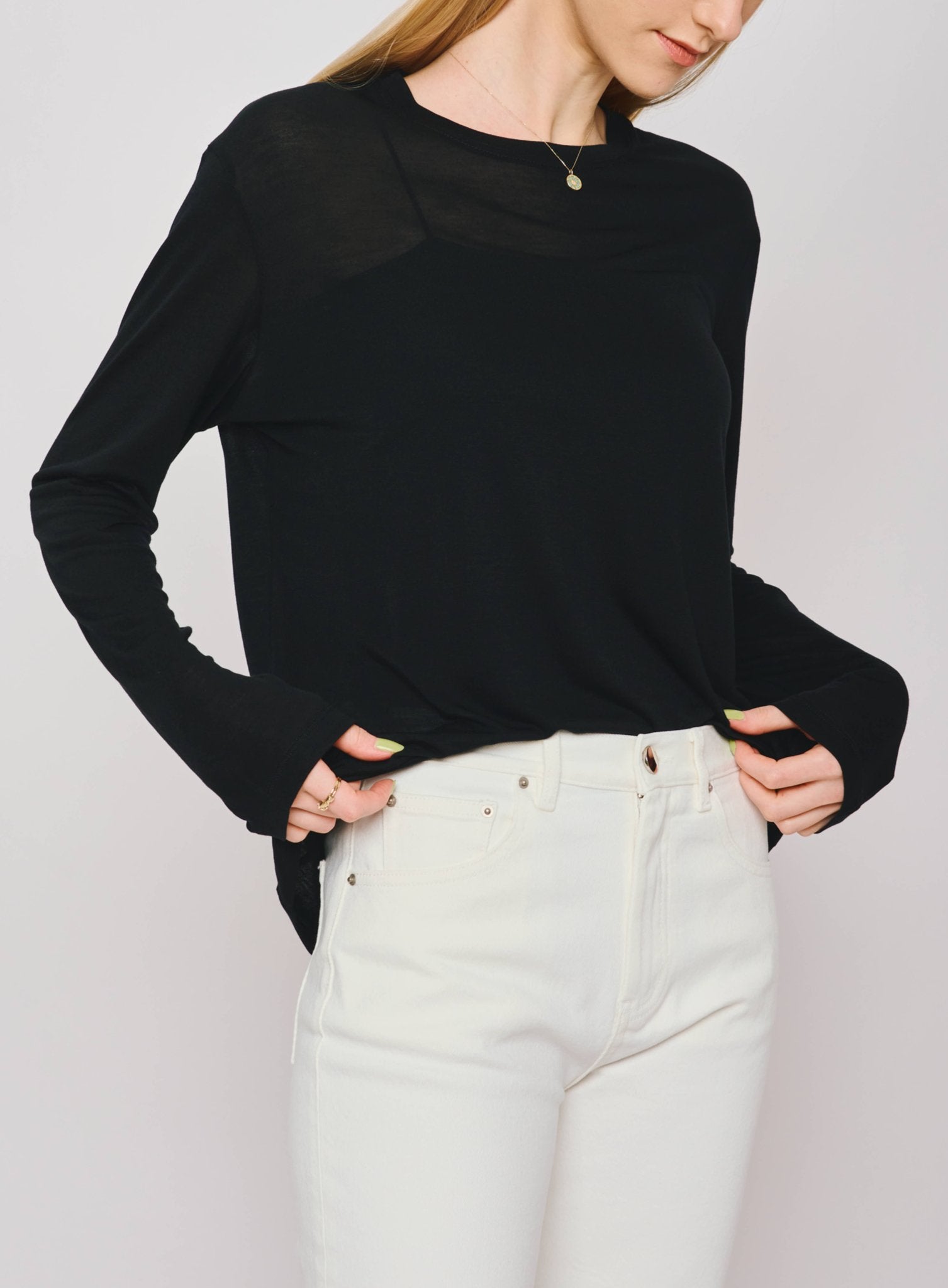 IRIS TENCEL easy-care top (Black) - STELLAM