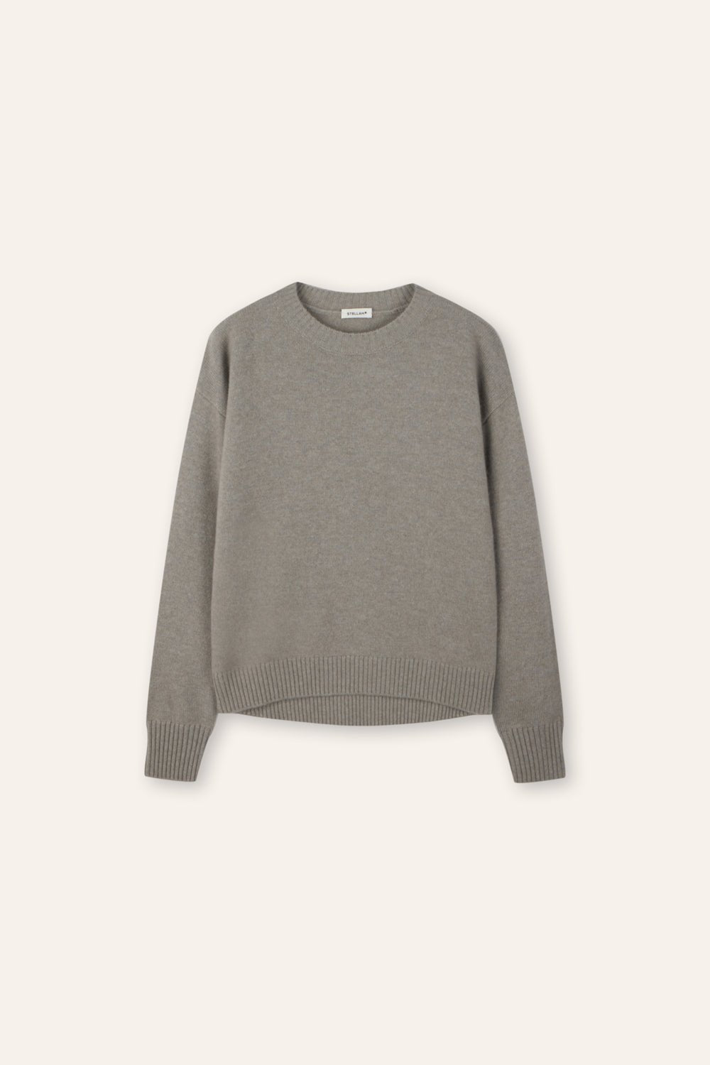 ISABEL cashmere-blended crew neck sweater (Grey green) - STELLAM