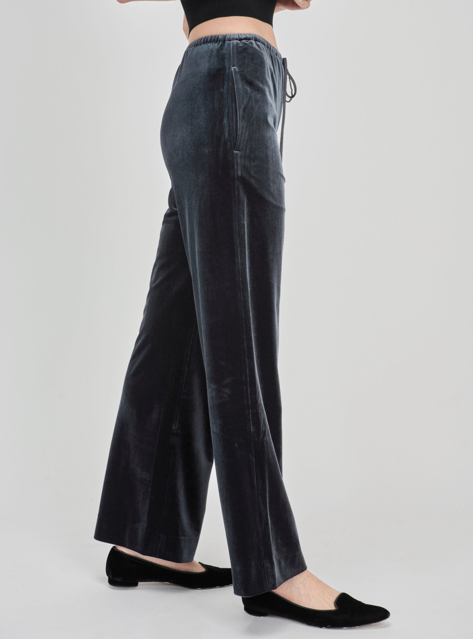 JOLIE velvet pants (Grey blue) - STELLAM