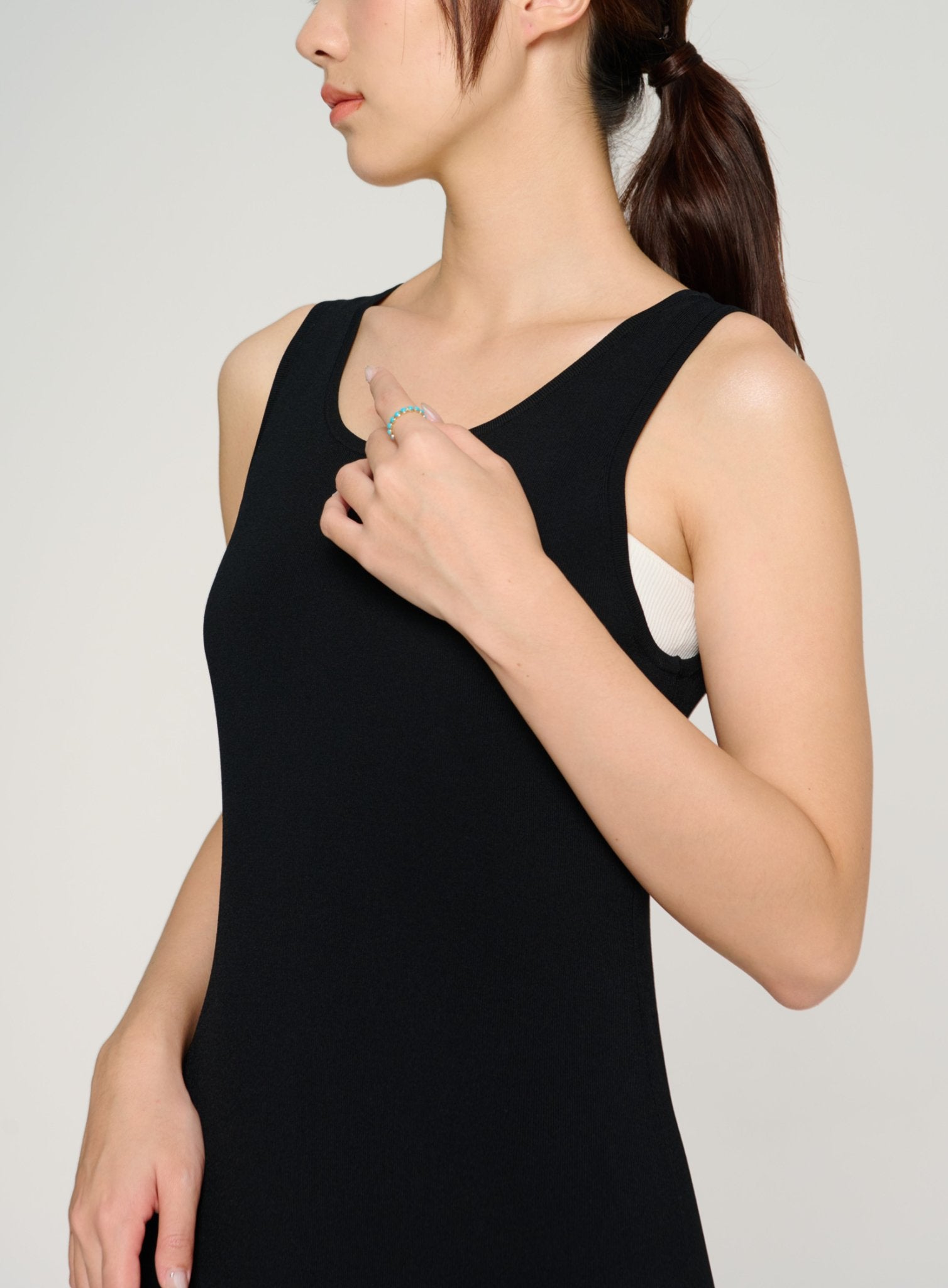 KEAN jersey knit dress (Black) - STELLAM