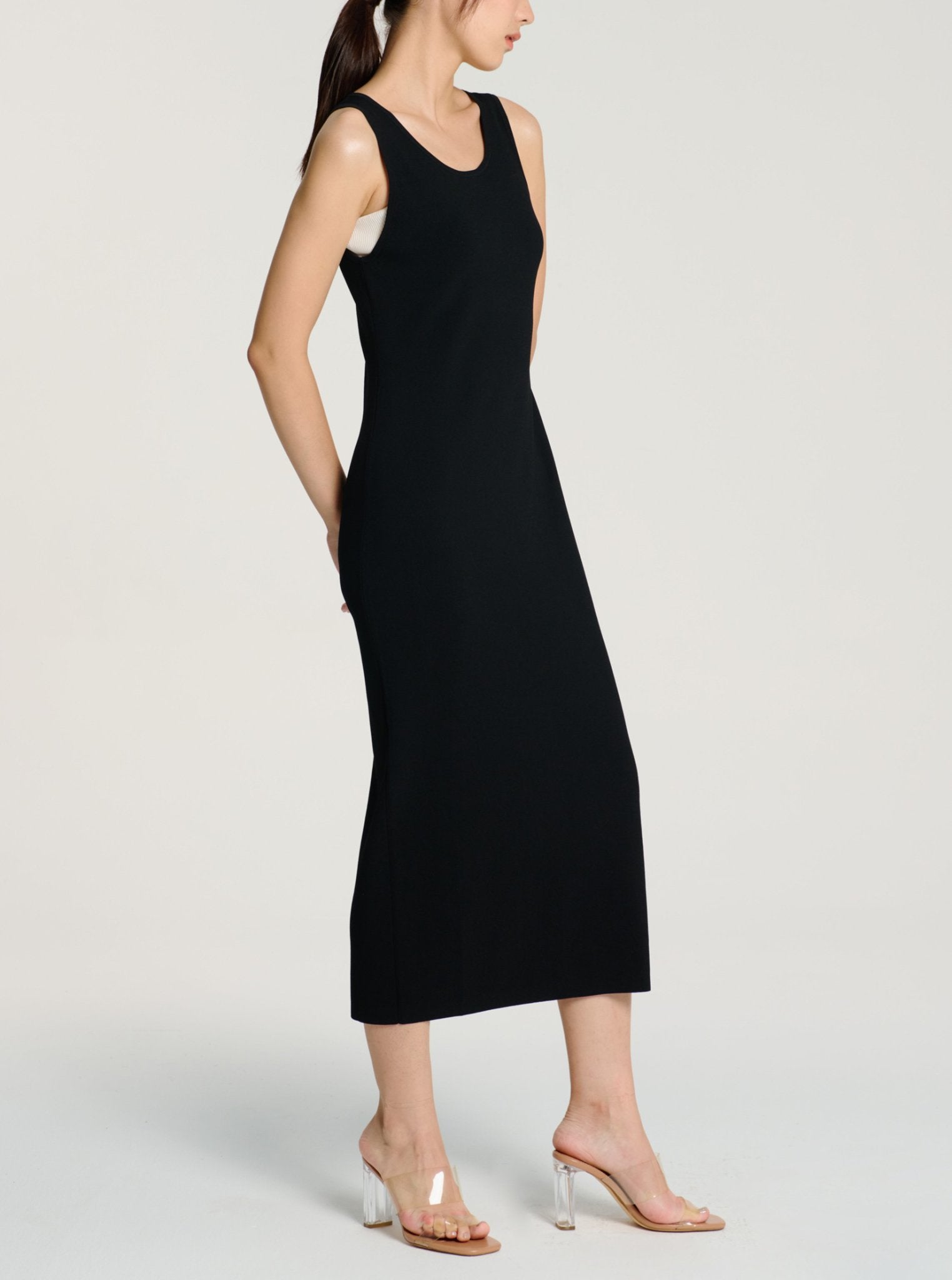 KEAN jersey knit dress (Black) - STELLAM