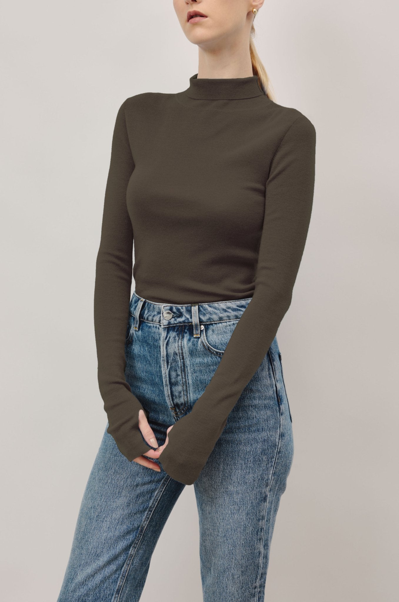 KENDELL wool turtleneck sweater (Brown) - STELLAM