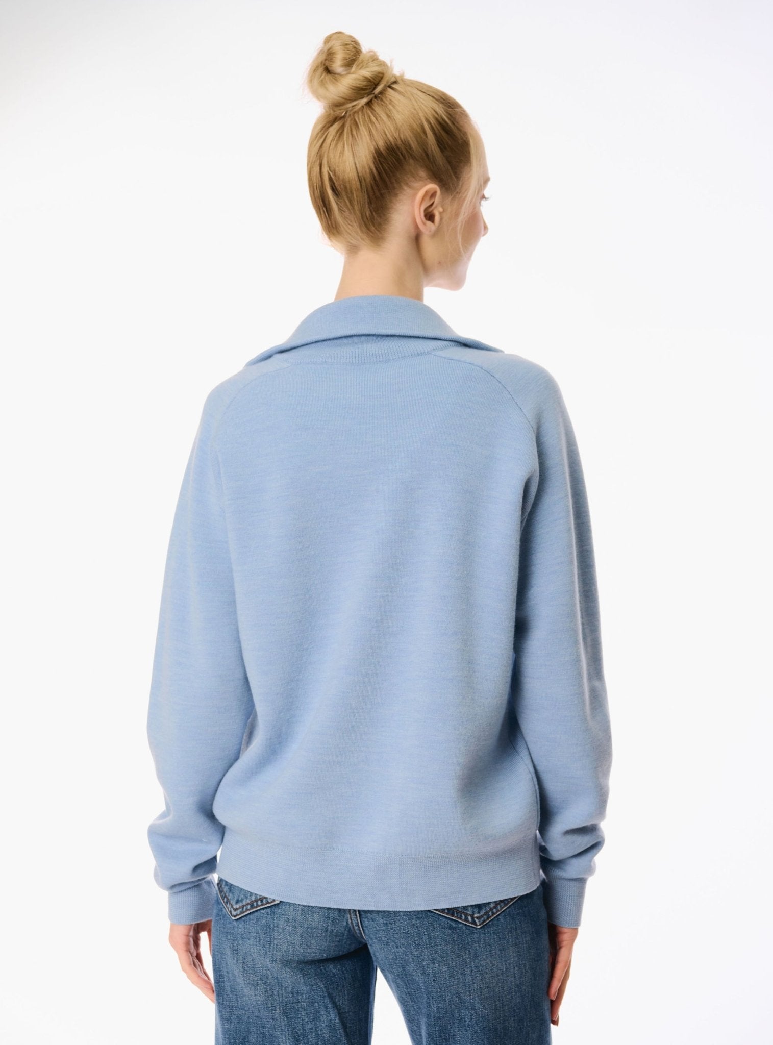 LA half-zip wool sweater (Baby blue) - STELLAM