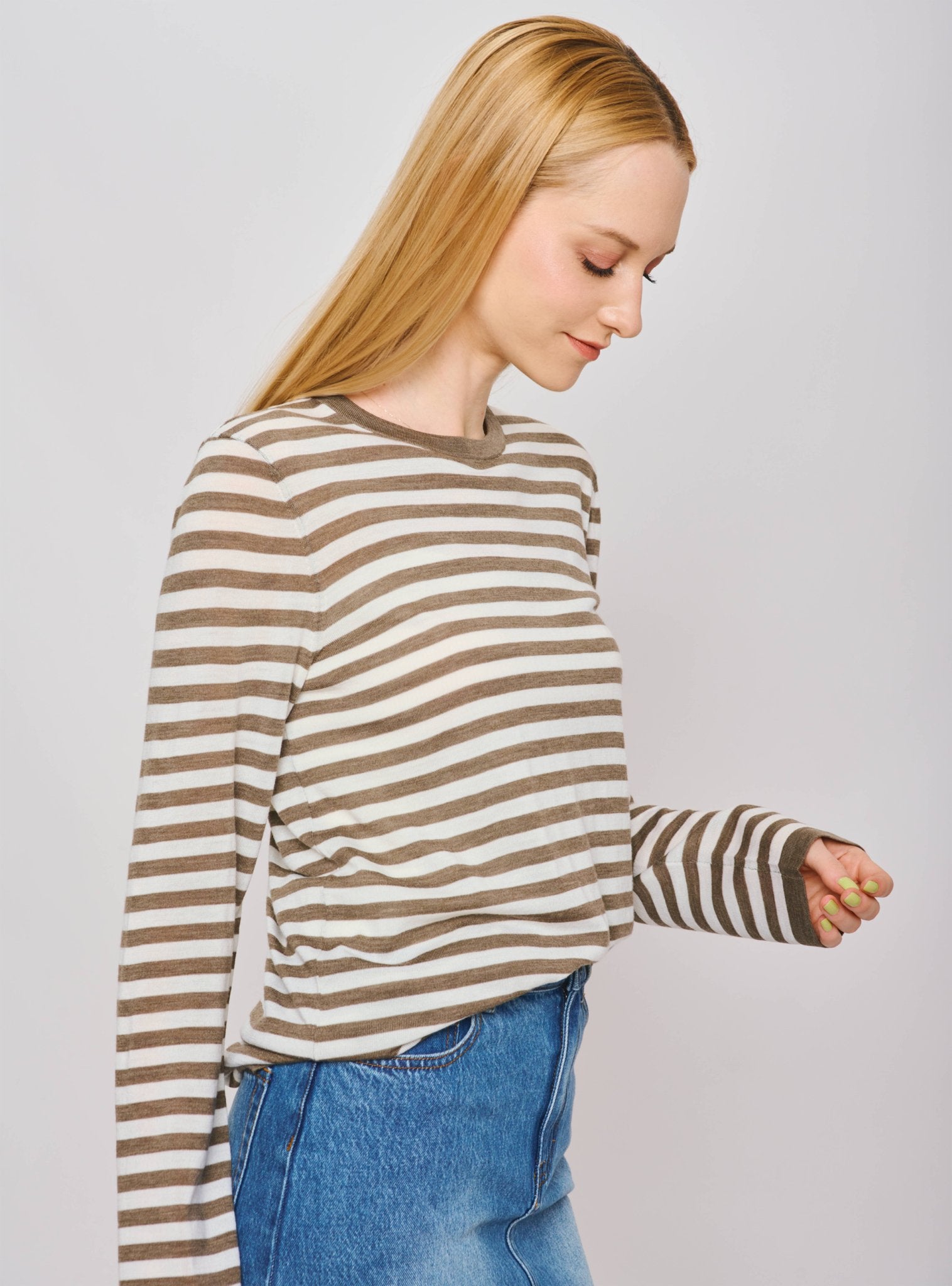 LISA wool top (Mocha stripe) - STELLAM