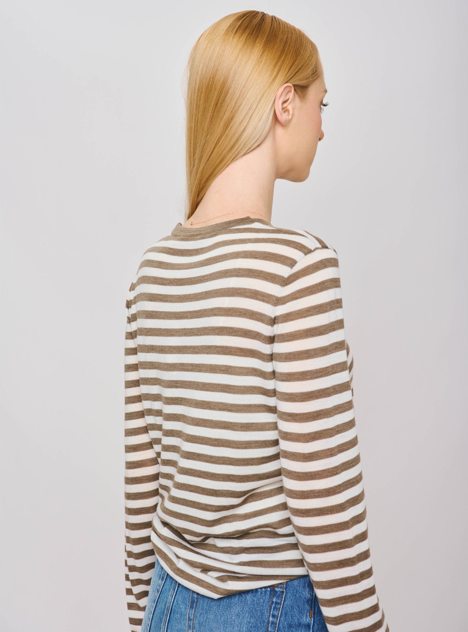 LISA wool top (Mocha stripe) - STELLAM